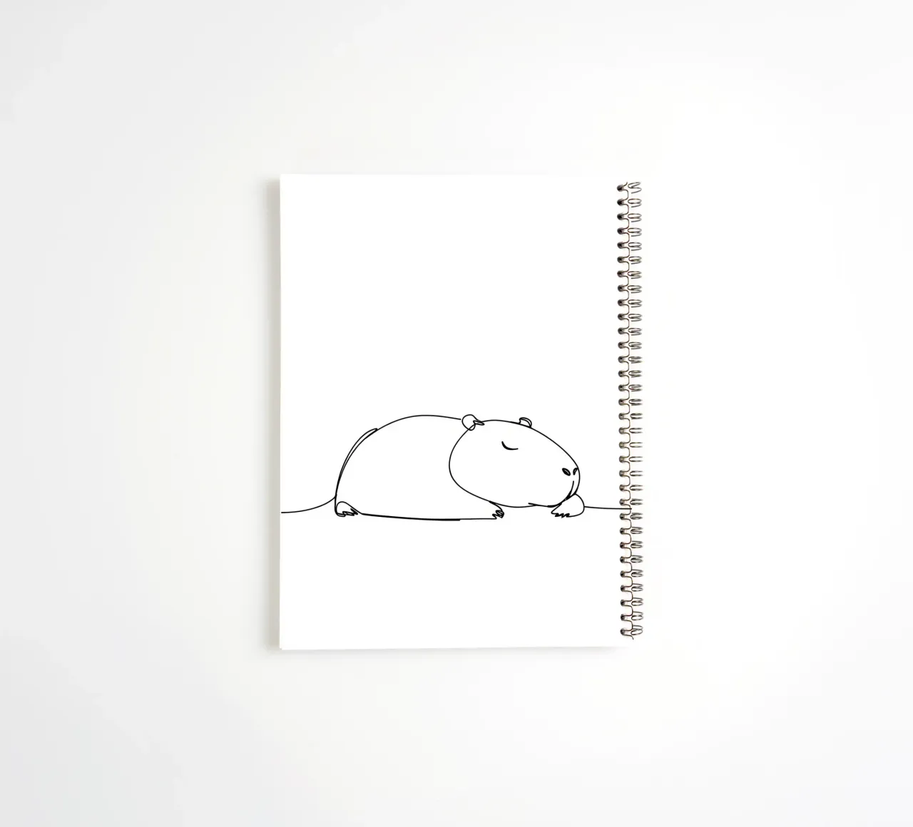 Capybara Sleeping Minimalist Line Art Drawing spiral notebook by Viv Line Art