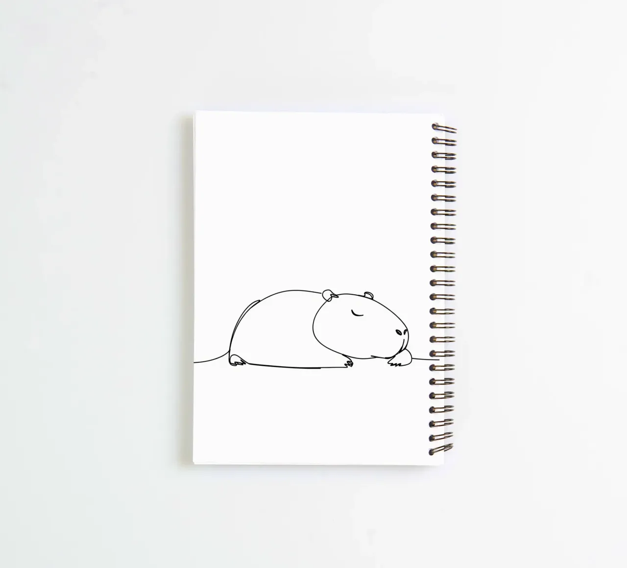 Capybara Sleeping Minimalist Line Art Drawing spiral notebook by Viv Line Art