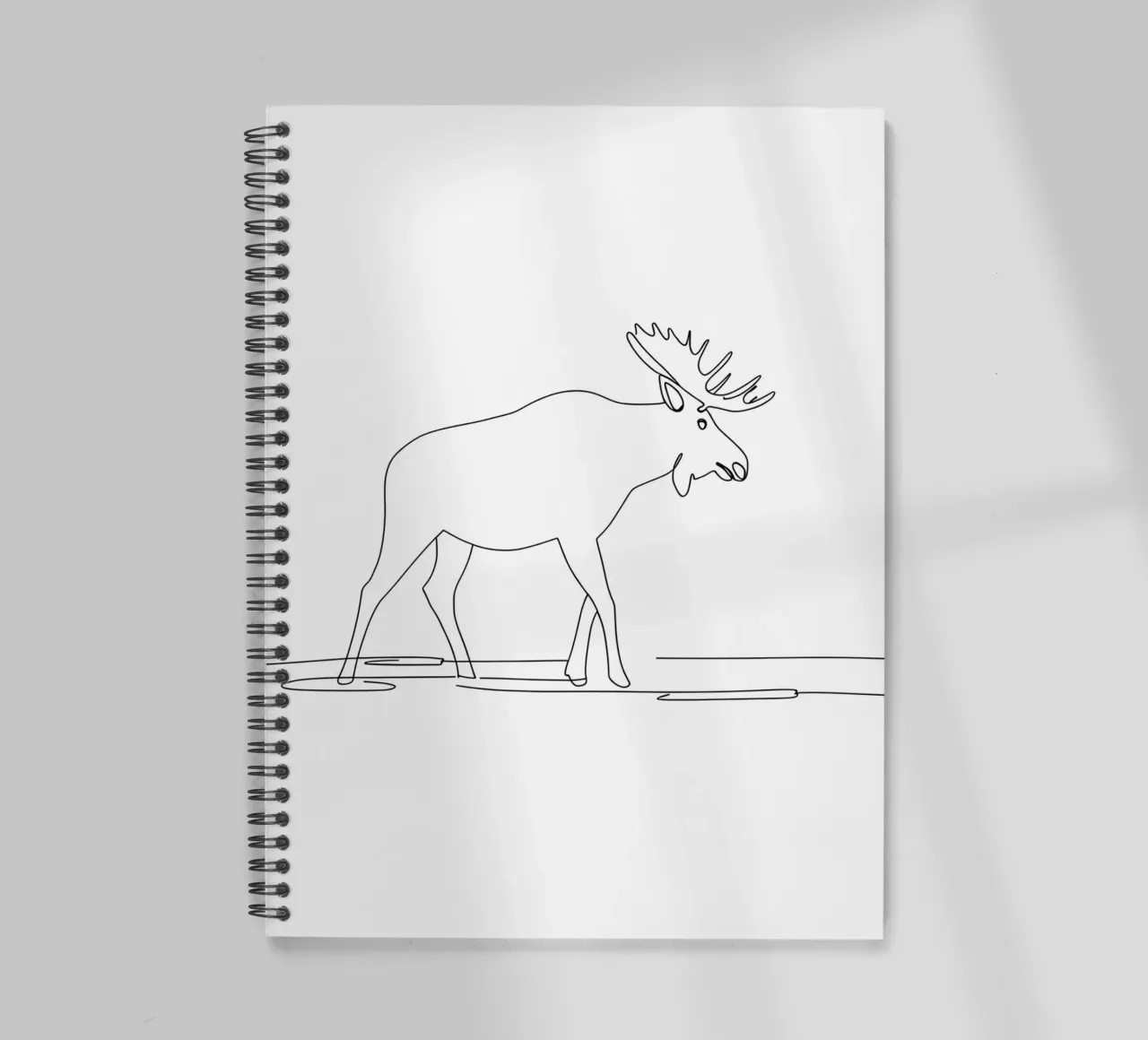 Moose Minimalist Line Art Drawing spiral notebook by Viv Line Art