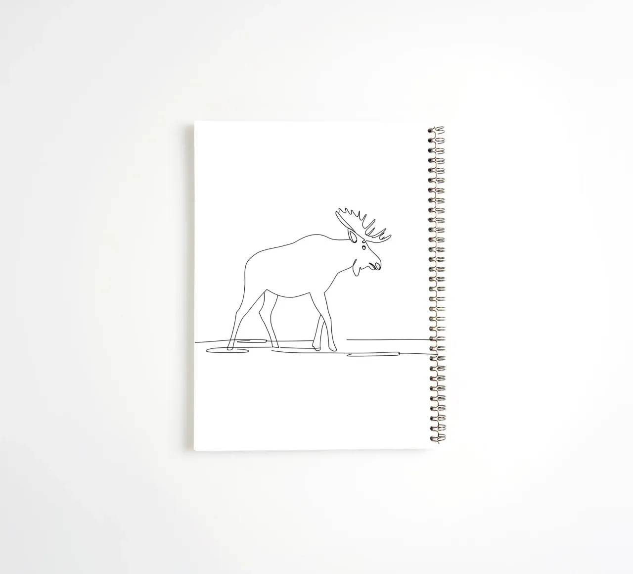 Moose Minimalist Line Art Drawing spiral notebook by Viv Line Art