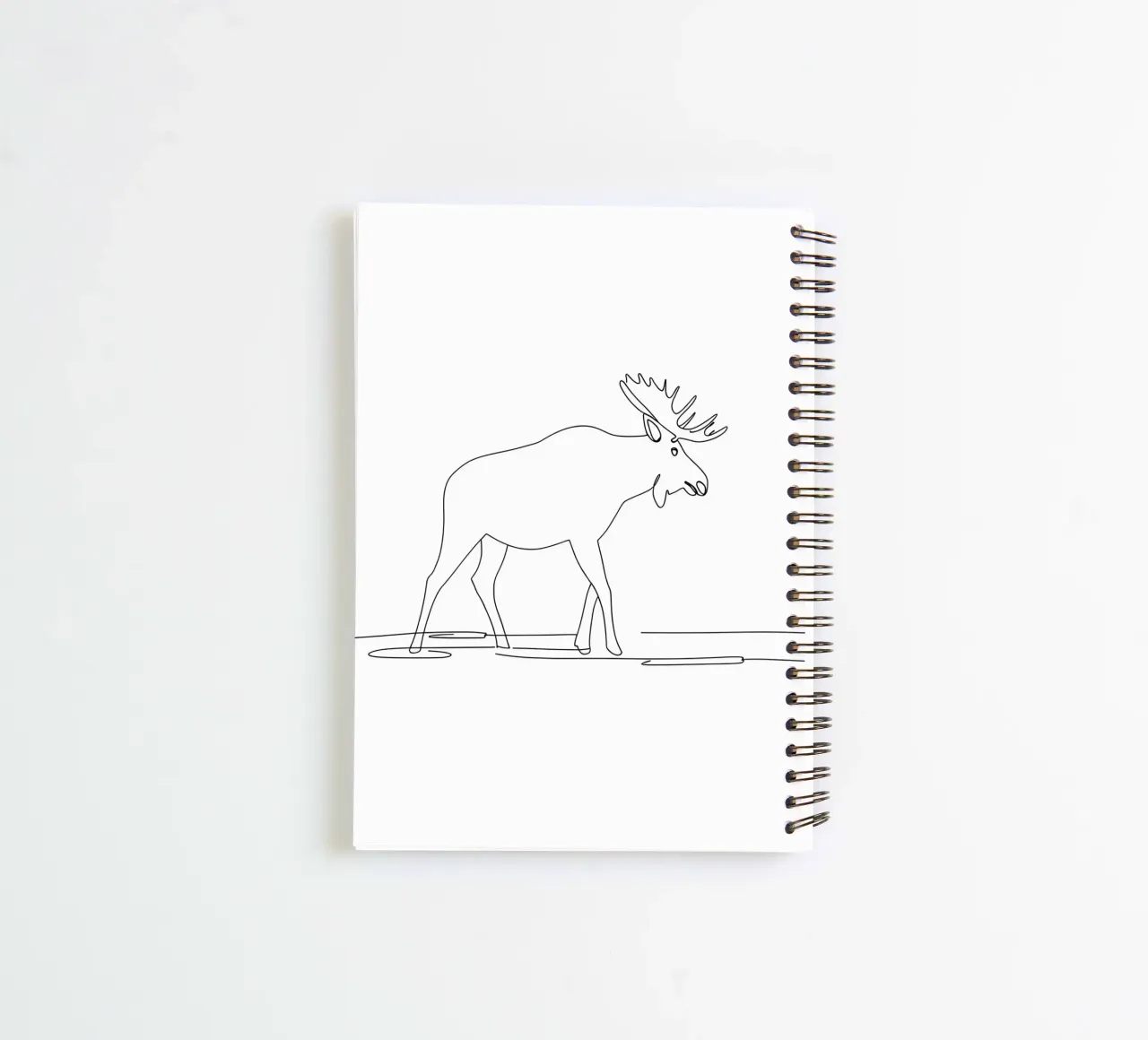 Moose Minimalist Line Art Drawing spiral notebook by Viv Line Art