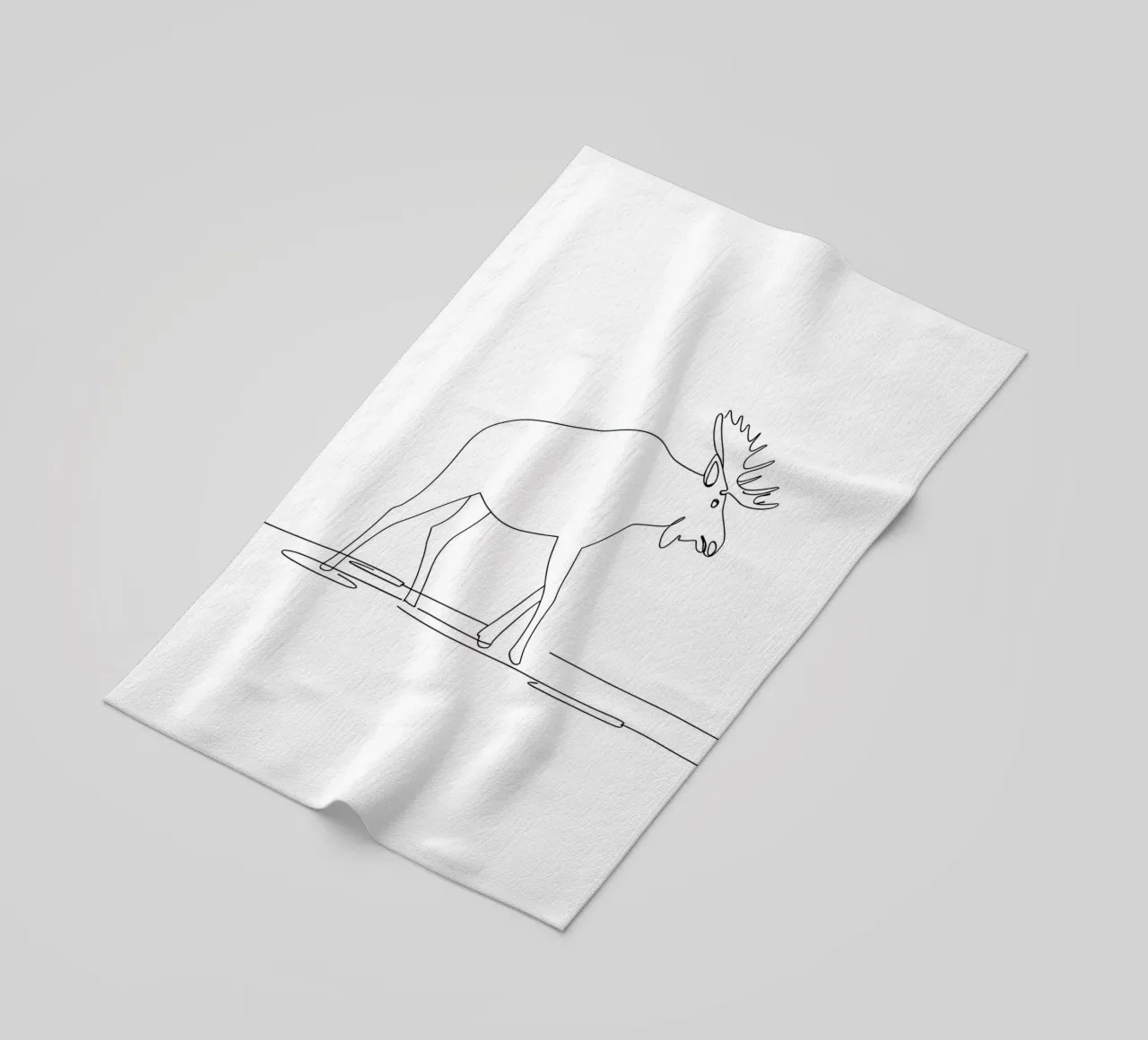 Elch Minimalist Line Art Zeichnung Strandtuch von Viv Line Art