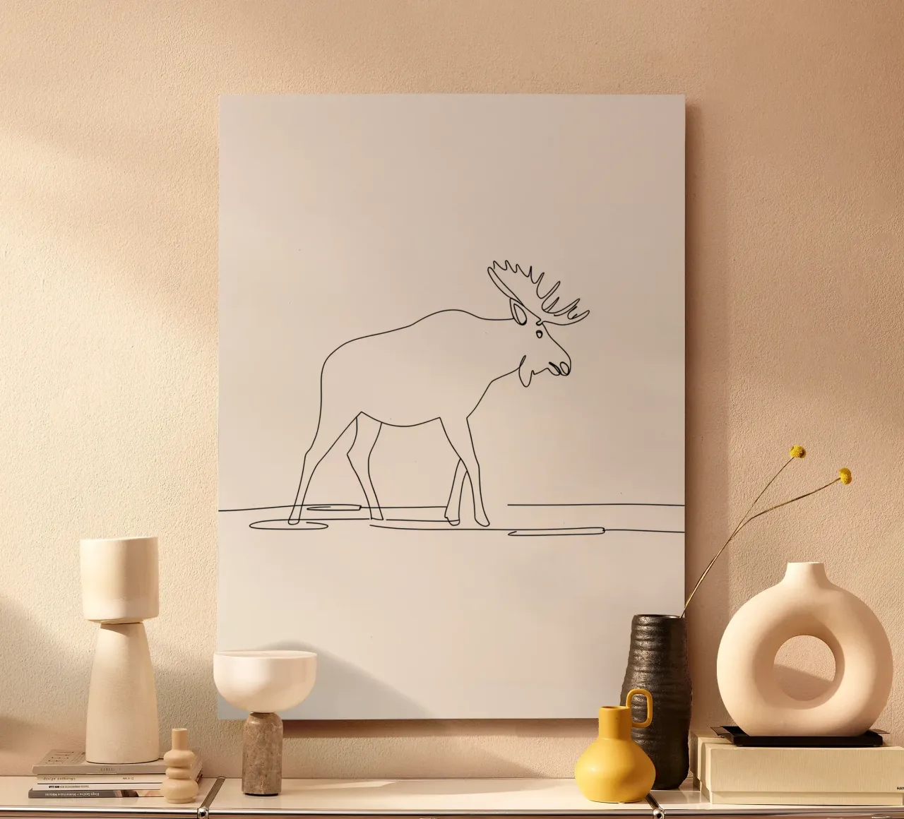 Moose Minimalist Line Art Drawing forex plate by Viv Line Art