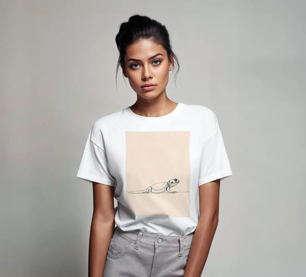 Lizard Minimalist Line Art Drawing t-shirt by Viv Line Art