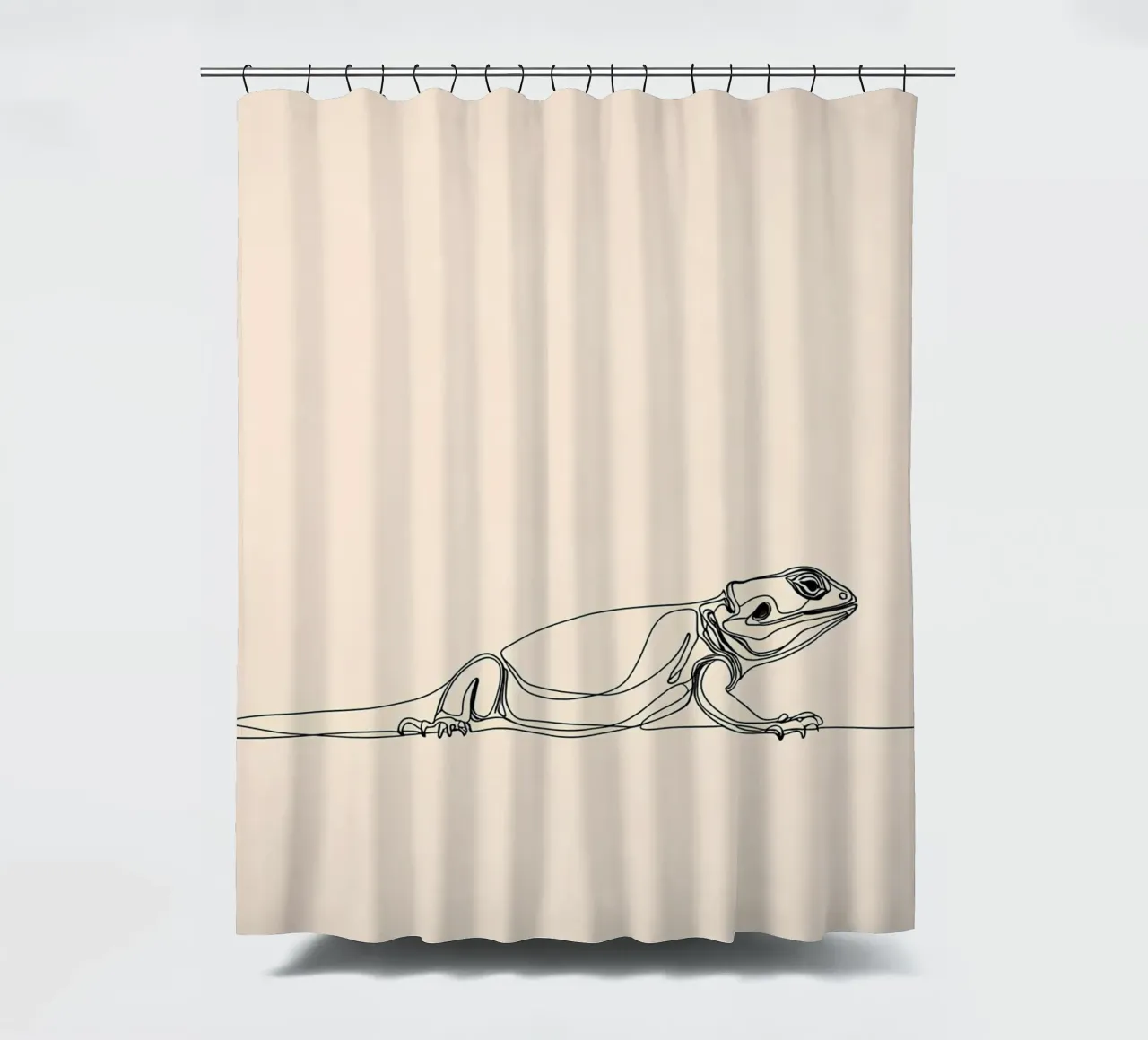 Eidechse Minimalist Line Art Zeichnung Duschvorhang von Viv Line Art