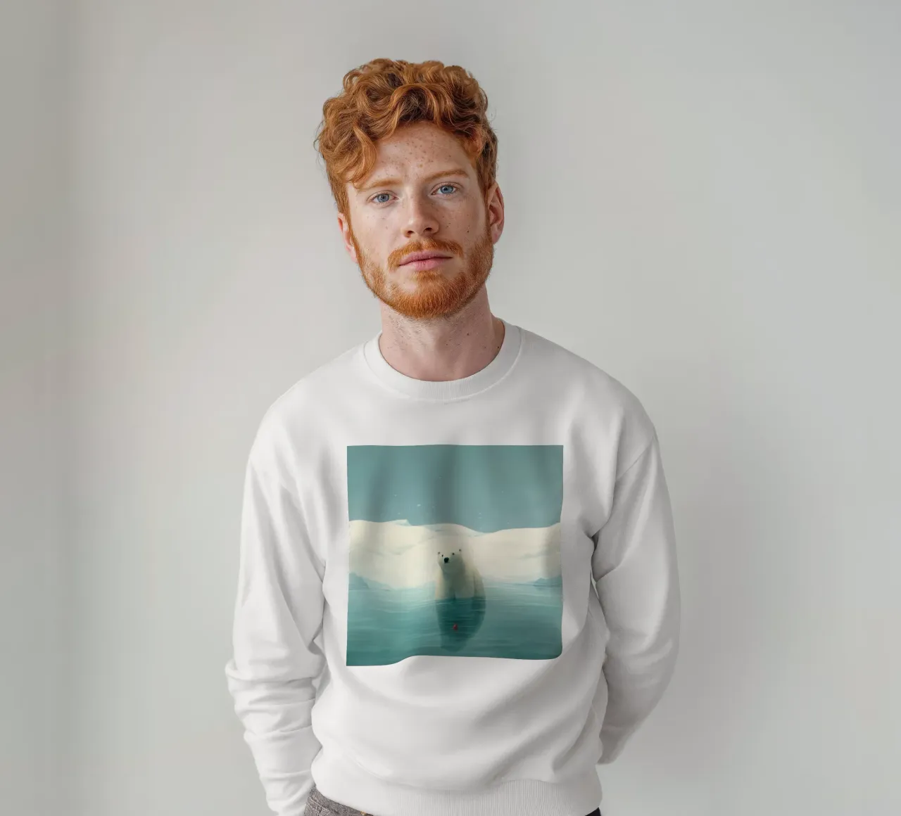 Minimal ijsbeer 1 sweatshirt van Minimal Animal Art