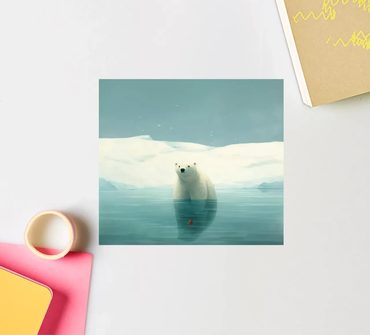 Orso polare minimo 1 adesivo da Minimal Animal Art