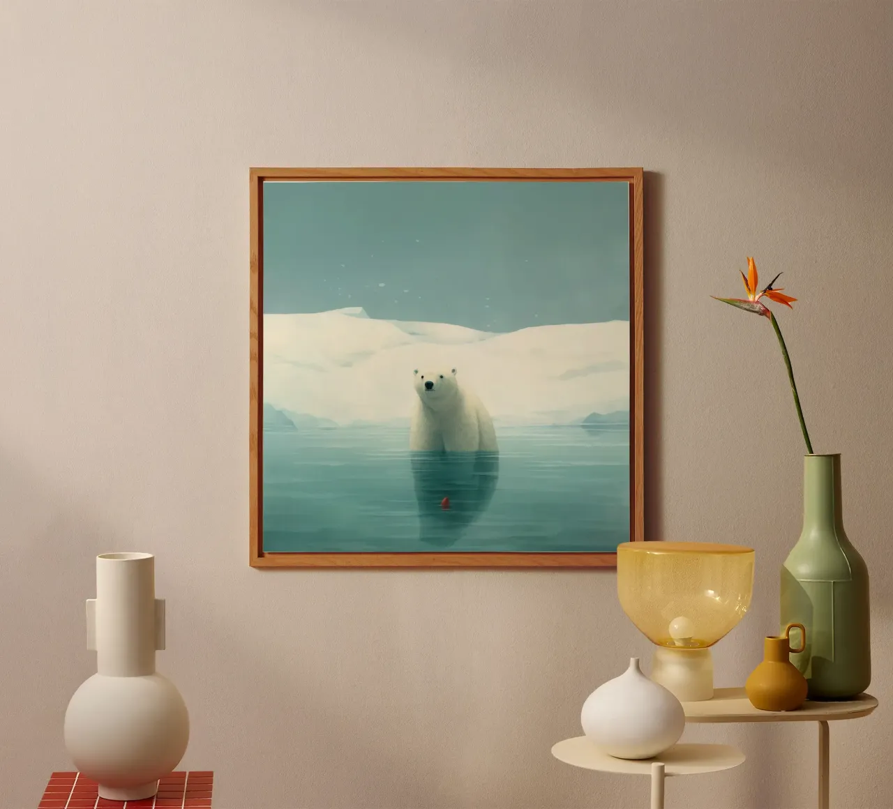 Orso polare minimo 1 alluminio dibond da Minimal Animal Art