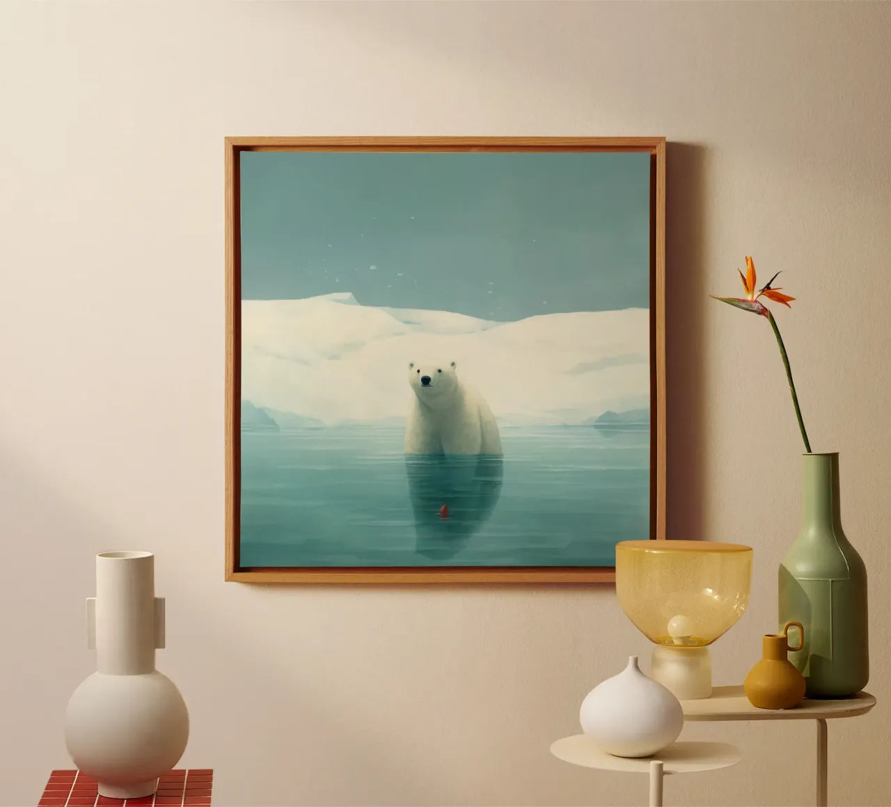 Orso polare minimo 1 tela da Minimal Animal Art