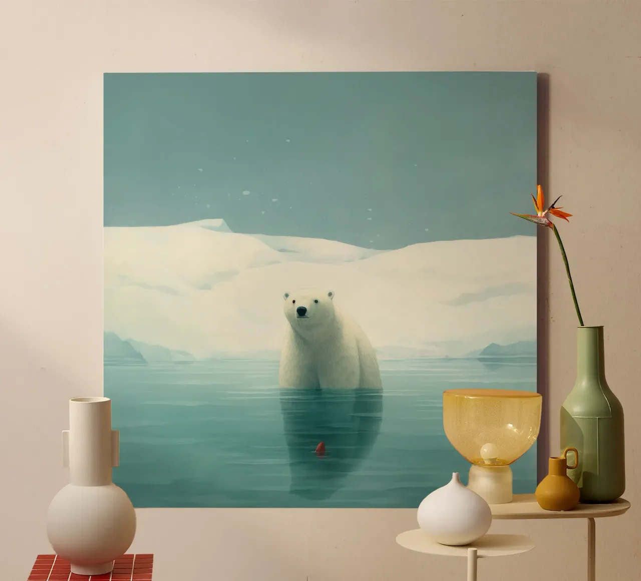 Orso polare minimo 1 tela da Minimal Animal Art