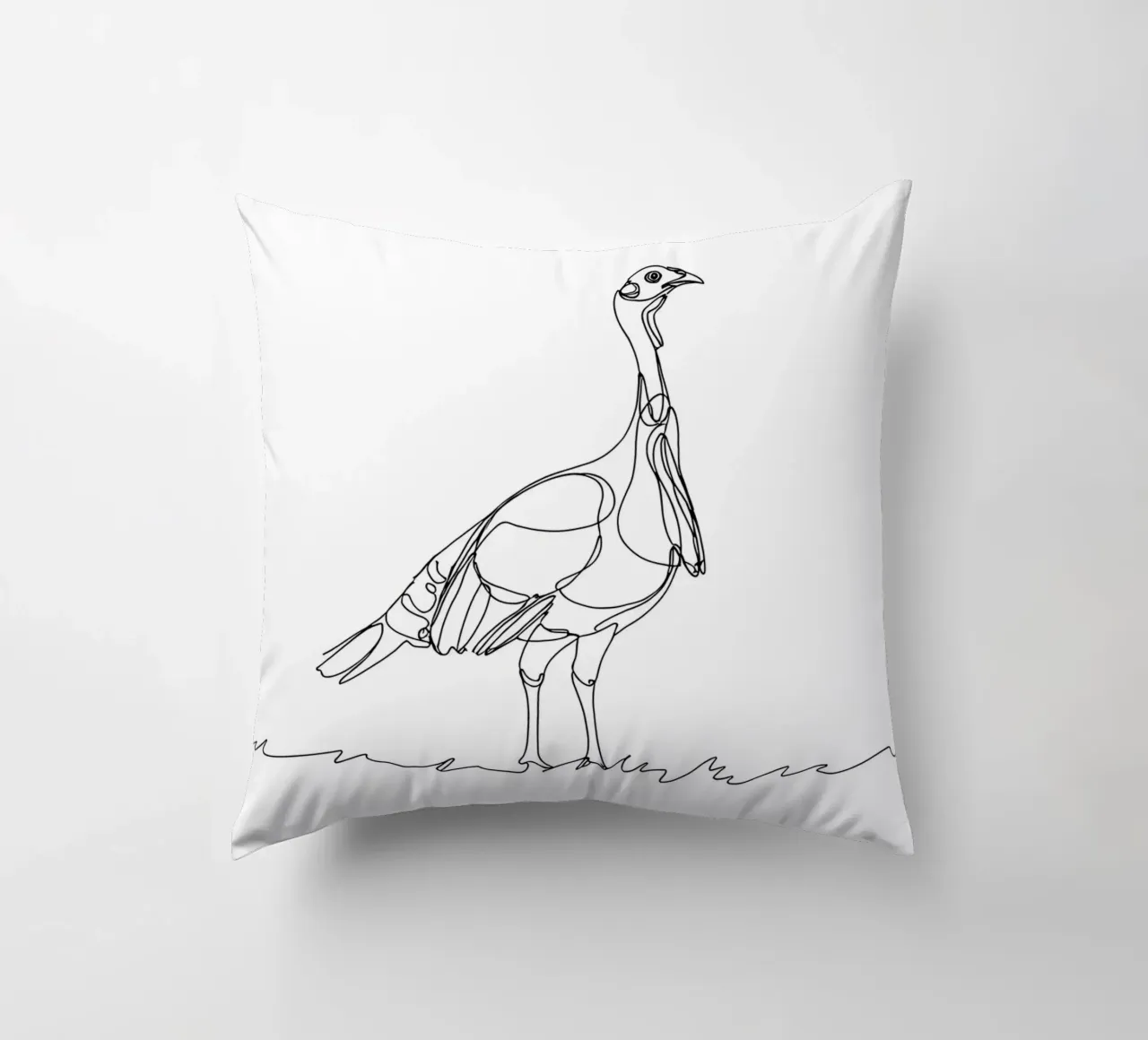 Uccello in piedi Line Art minimalista cuscino da Viv Line Art