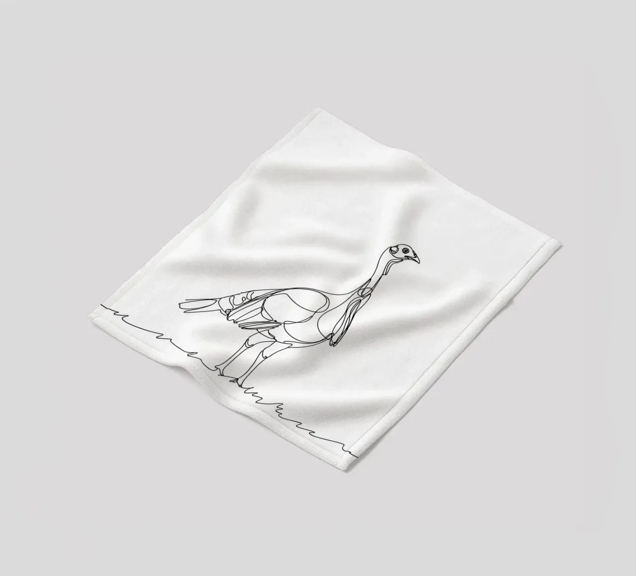 Uccello in piedi Line Art minimalista coperta in pile da Viv Line Art
