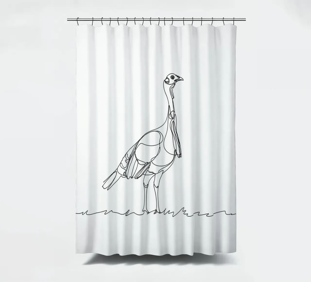 Uccello in piedi Line Art minimalista tenda da doccia da Viv Line Art