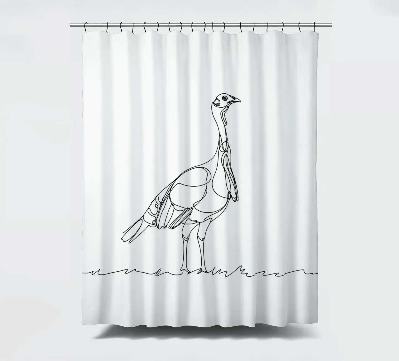 Uccello in piedi Line Art minimalista tenda da doccia da Viv Line Art