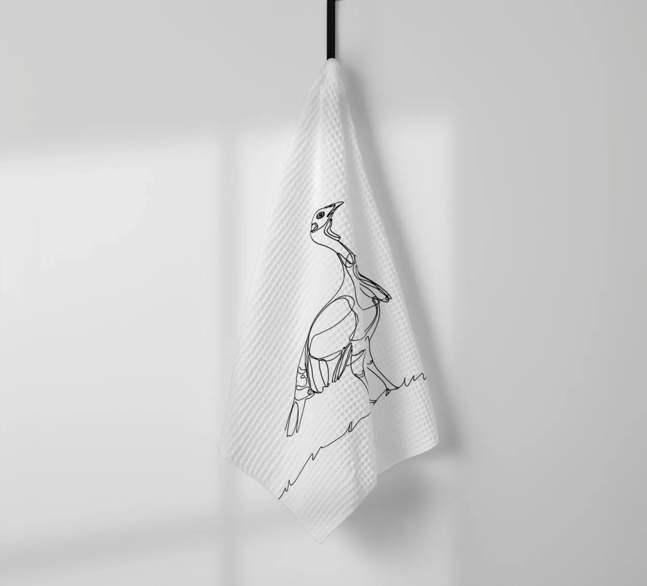 Uccello in piedi Line Art minimalista canovaccio da cucina da Viv Line Art