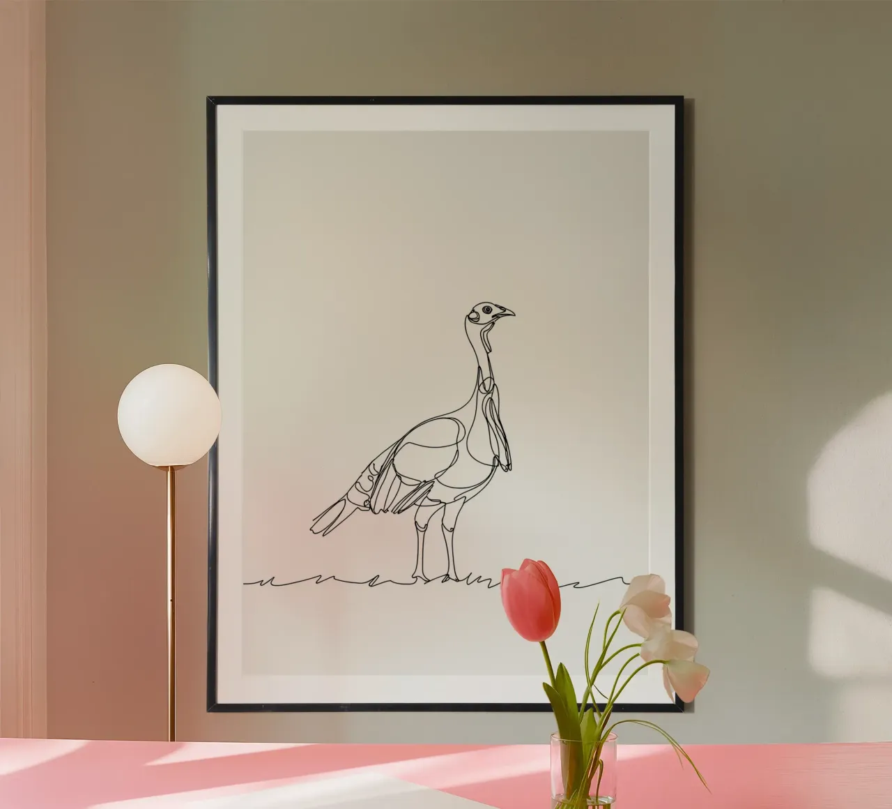Uccello in piedi Line Art minimalista carta hahnemühle da Viv Line Art