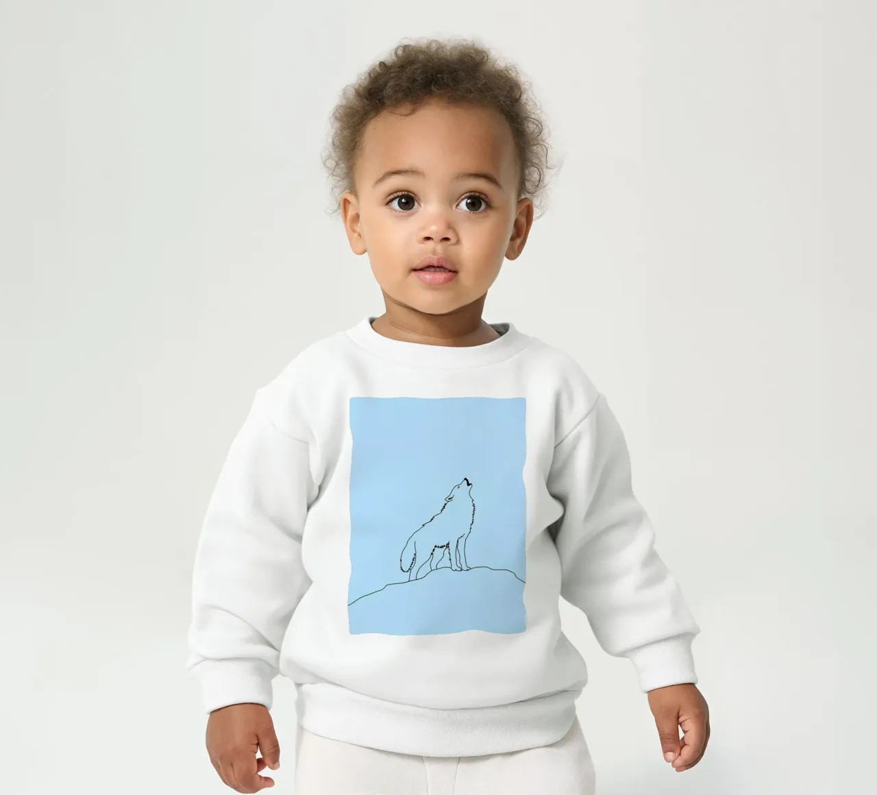 Loup hurlant Dessin au trait minimaliste sweat pour bébé de Viv Line Art