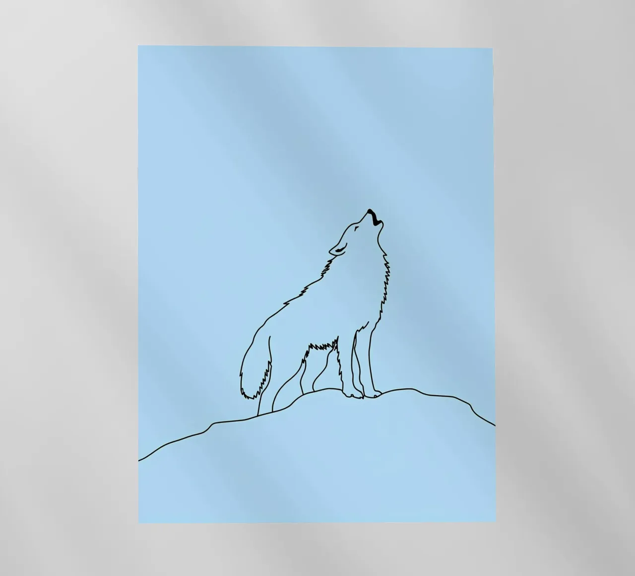 Lupo che ulula Disegno lineare minimalista pellicola backlit da Viv Line Art