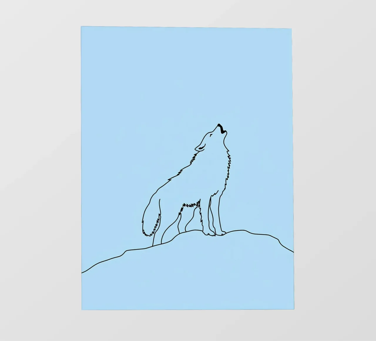 Lupo che ulula Disegno lineare minimalista pellicola backlit da Viv Line Art