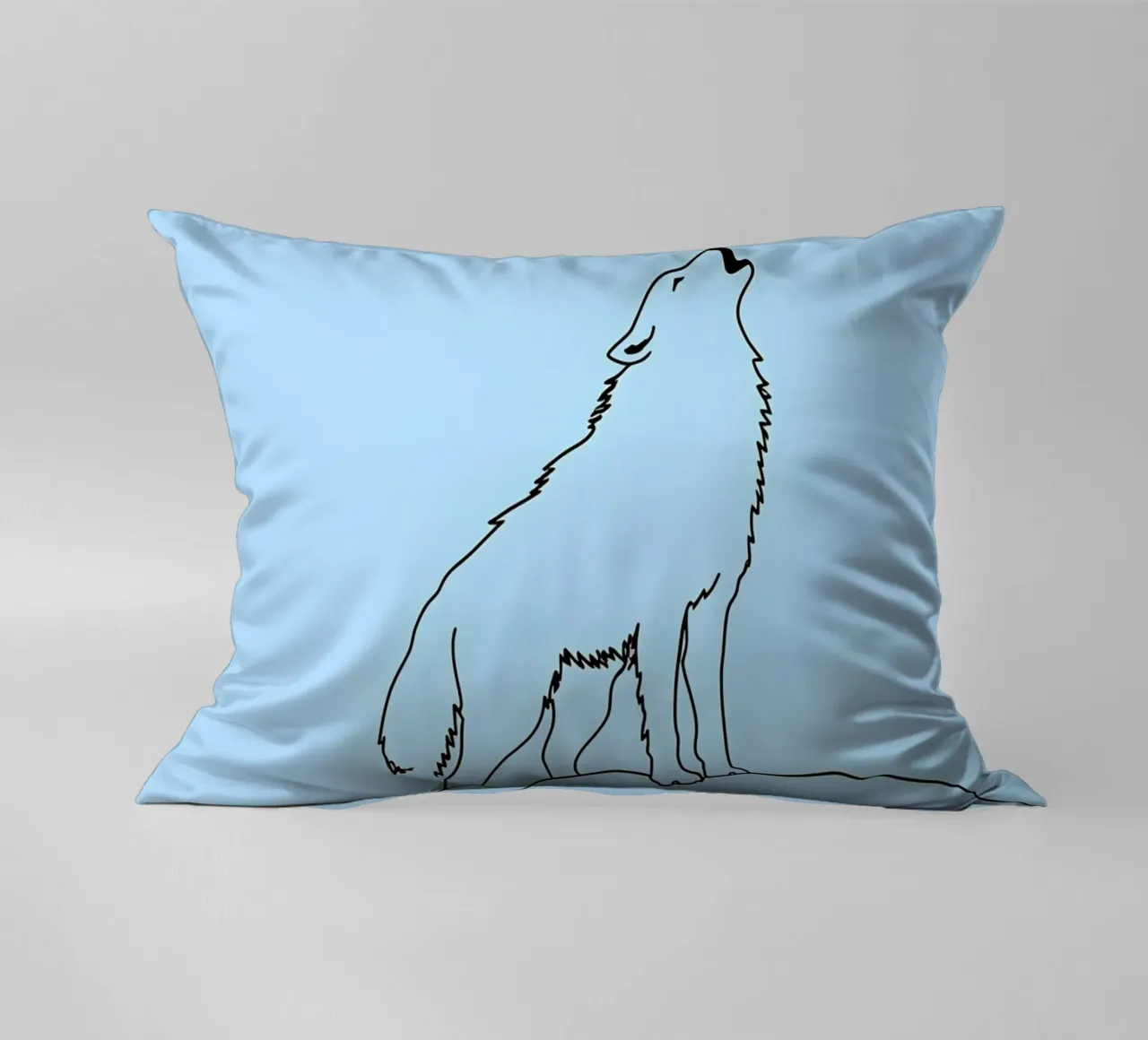 Lupo che ulula Disegno lineare minimalista cuscino da Viv Line Art