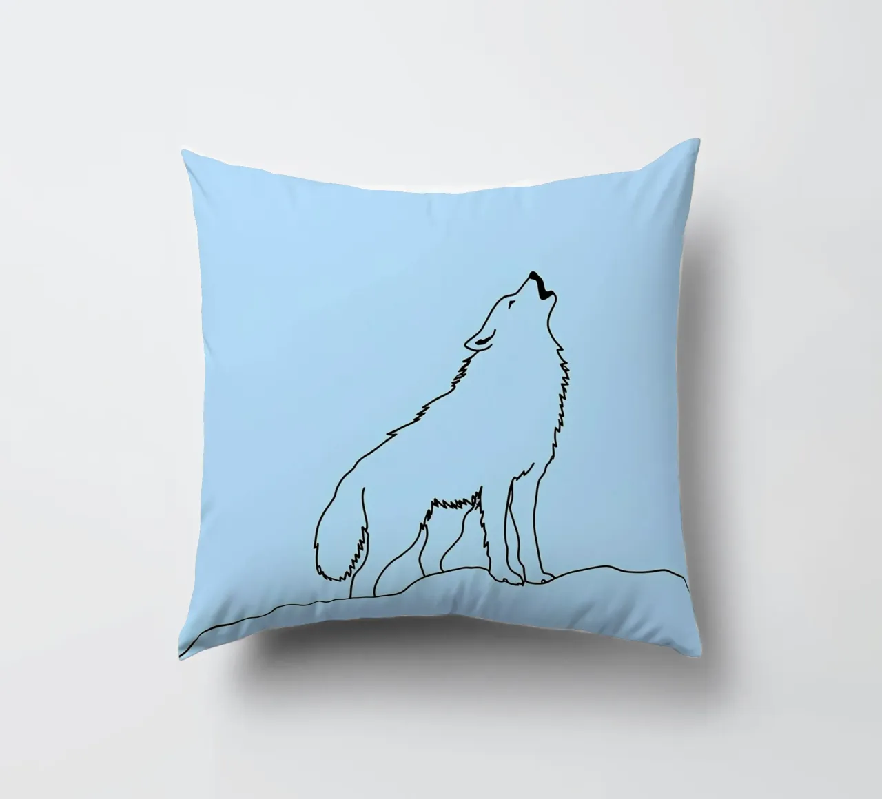 Lupo che ulula Disegno lineare minimalista cuscino da Viv Line Art