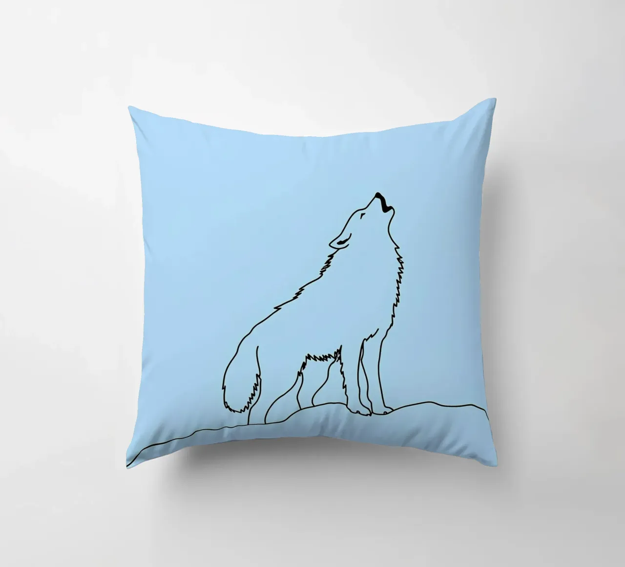 Lupo che ulula Disegno lineare minimalista cuscino da Viv Line Art