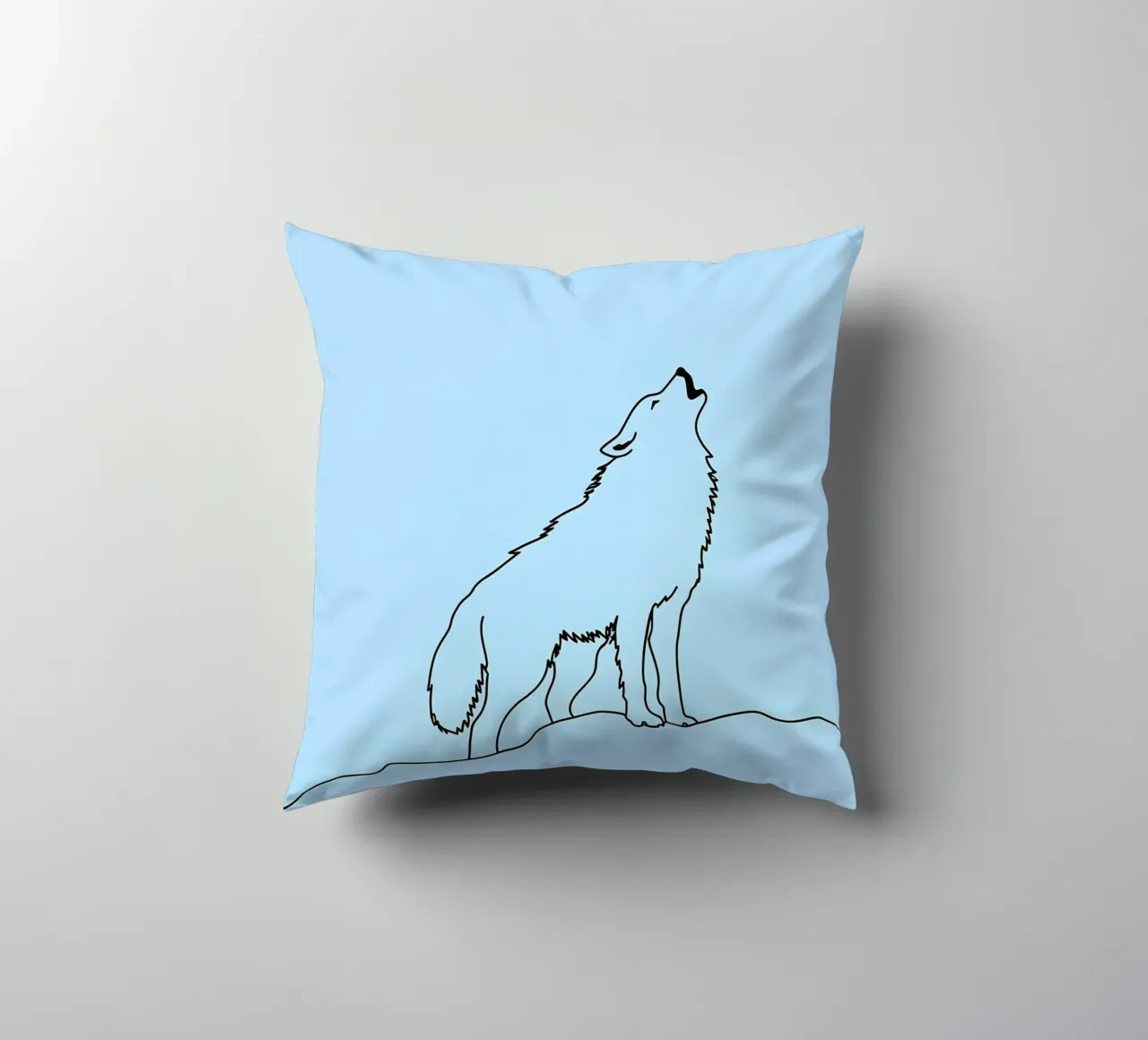 Lupo che ulula Disegno lineare minimalista cuscino da Viv Line Art