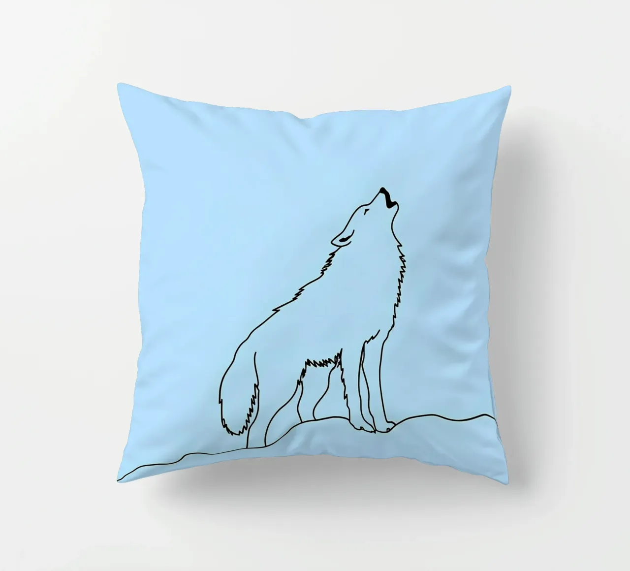 Lupo che ulula Disegno lineare minimalista cuscino da Viv Line Art