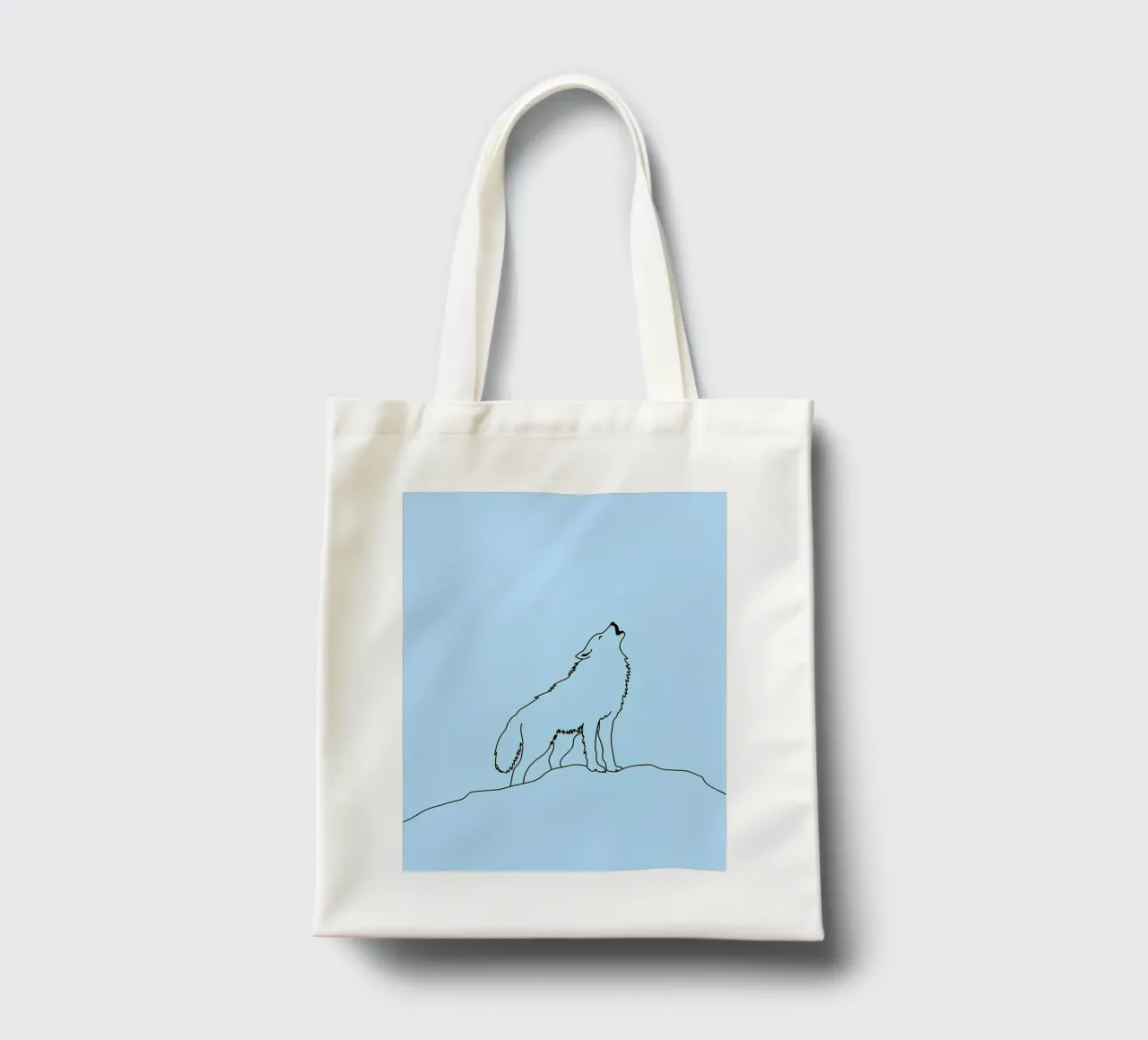 Wolf Howling Minimalist Line Art Drawing tote bag by Viv Line Art