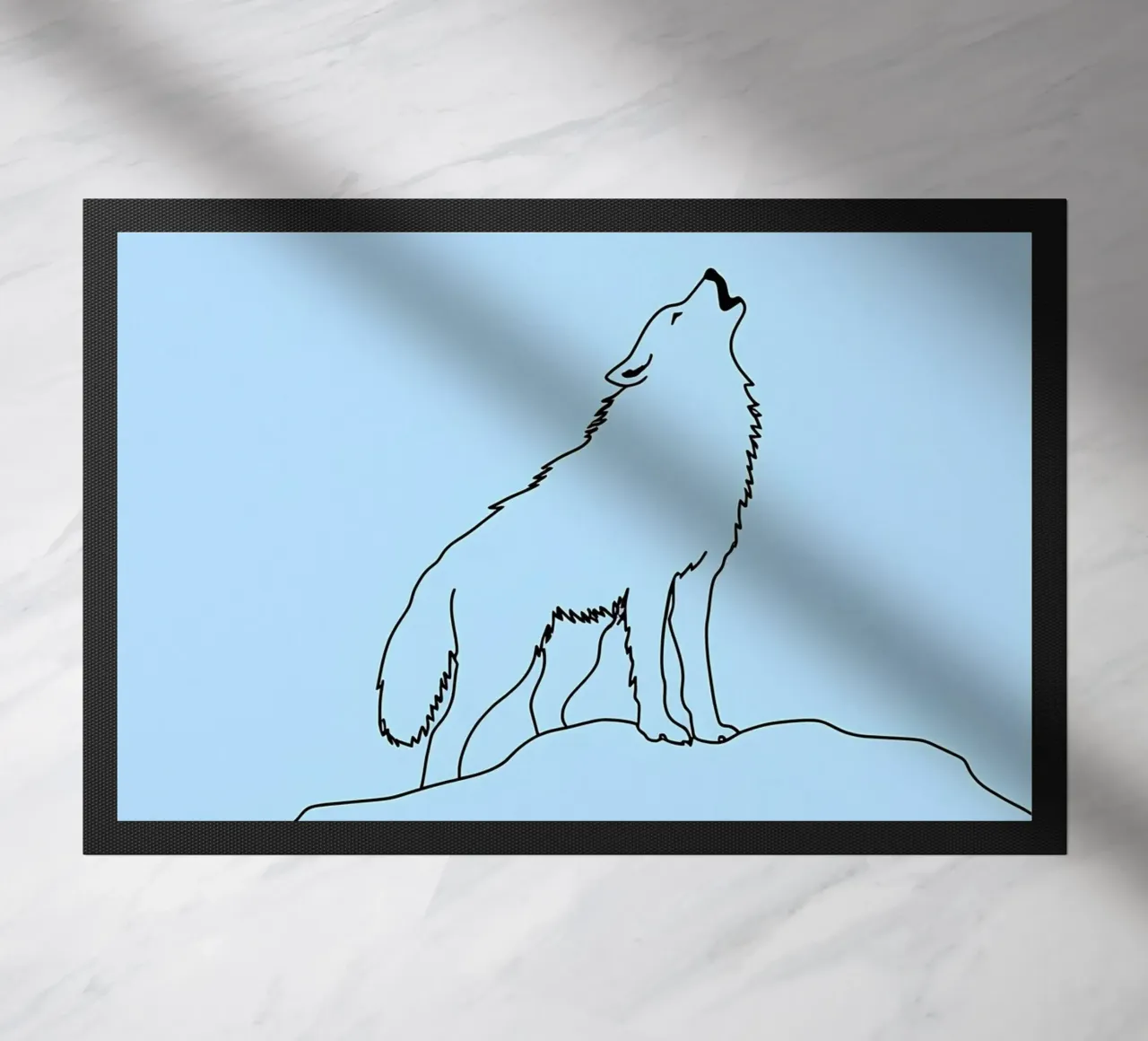 Loup hurlant Dessin au trait minimaliste paillasson de Viv Line Art