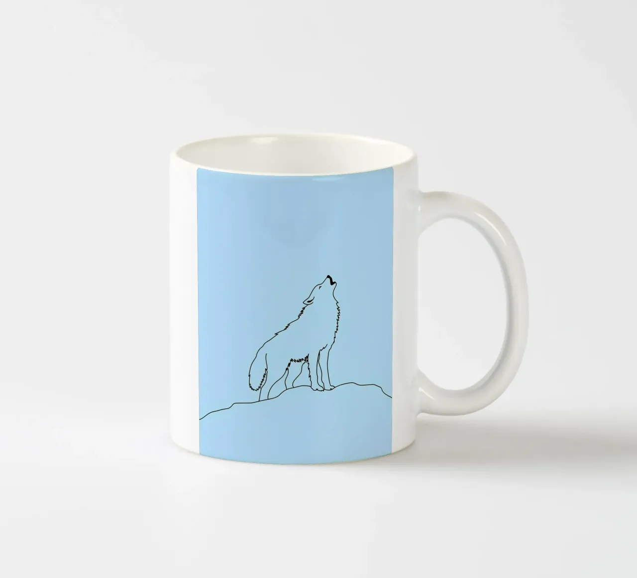 Loup hurlant Dessin au trait minimaliste mug en céramique de Viv Line Art
