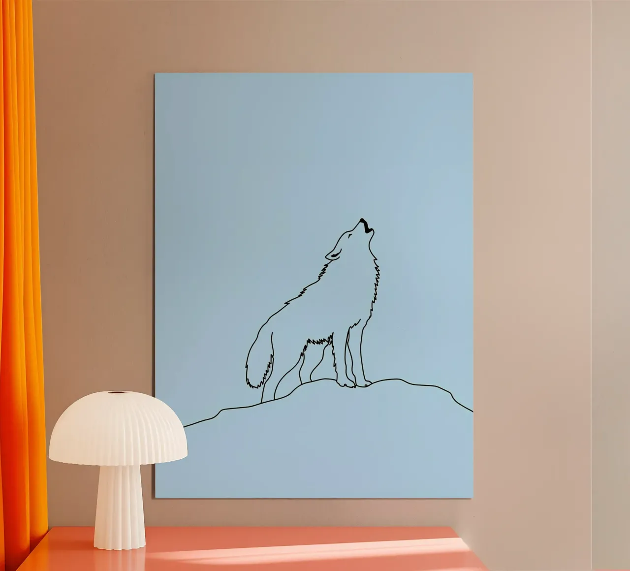 Loup hurlant Dessin au trait minimaliste hahnemühle de Viv Line Art