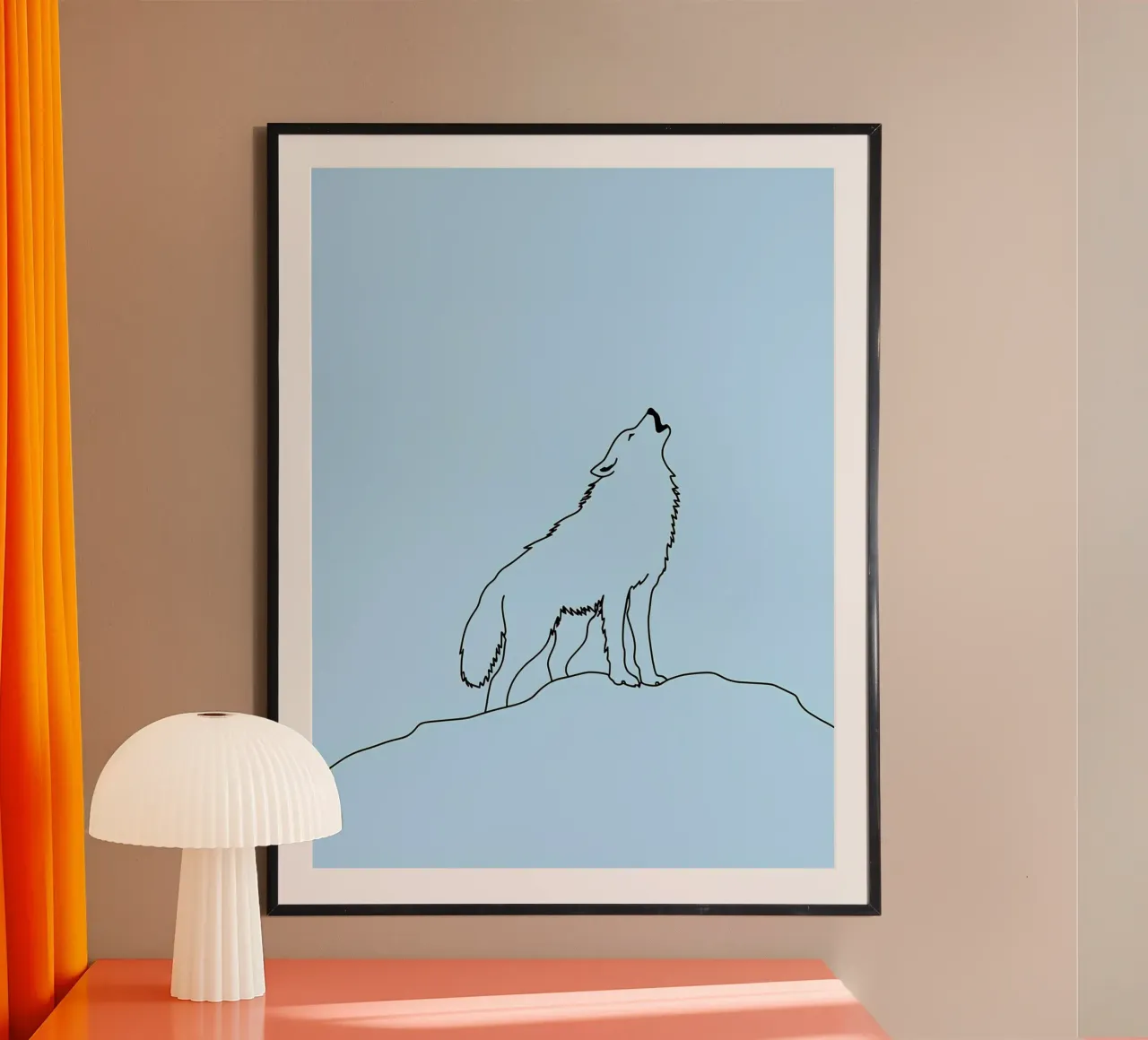 Loup hurlant Dessin au trait minimaliste hahnemühle de Viv Line Art