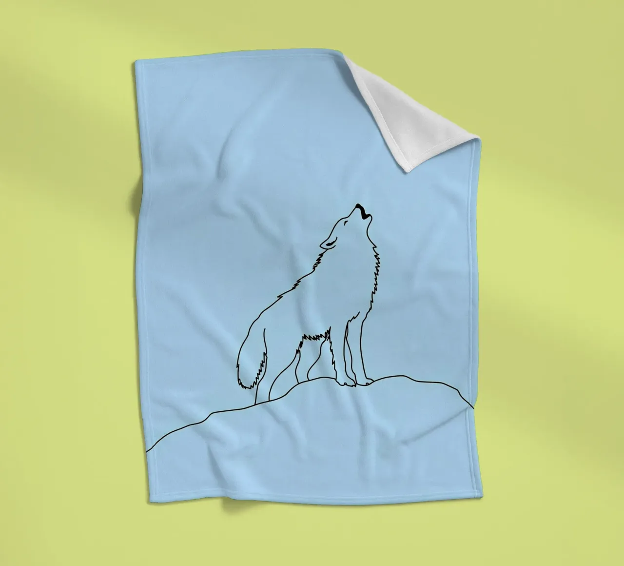 Loup hurlant Dessin au trait minimaliste plaid polaire de Viv Line Art