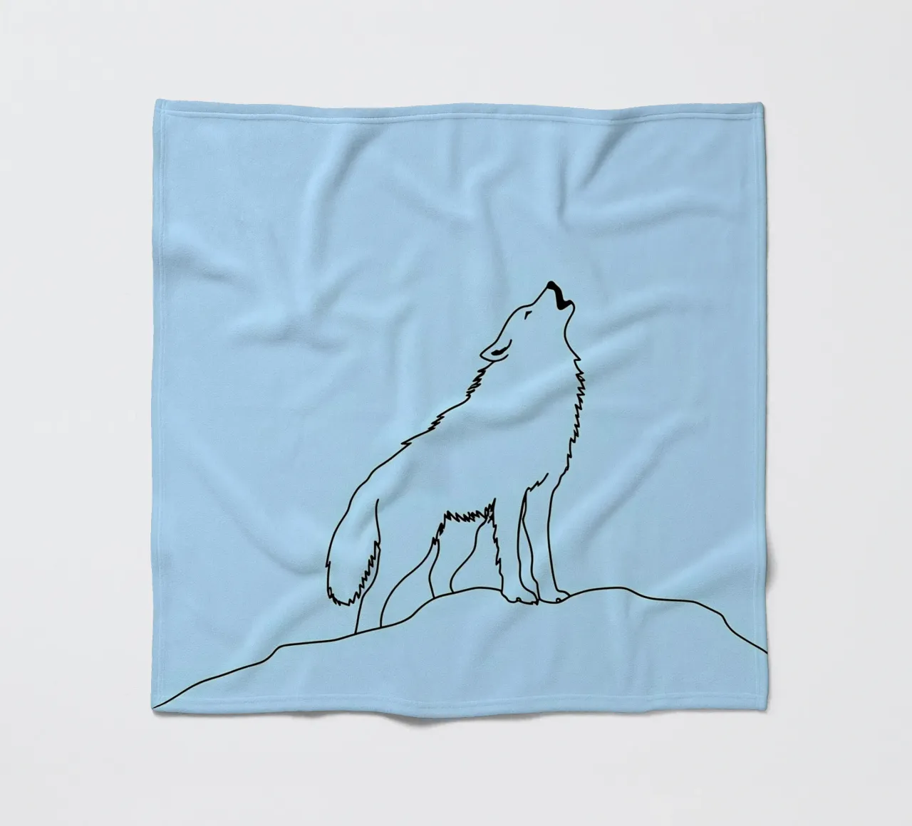 Loup hurlant Dessin au trait minimaliste plaid polaire de Viv Line Art