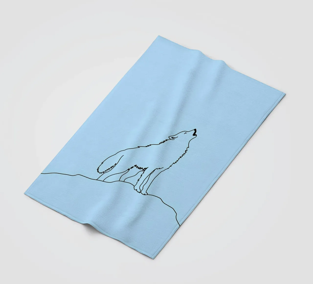 Loup hurlant Dessin au trait minimaliste plaid polaire de Viv Line Art