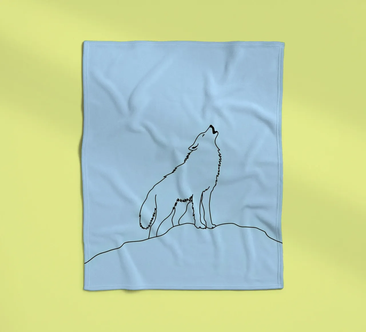 Loup hurlant Dessin au trait minimaliste plaid polaire de Viv Line Art