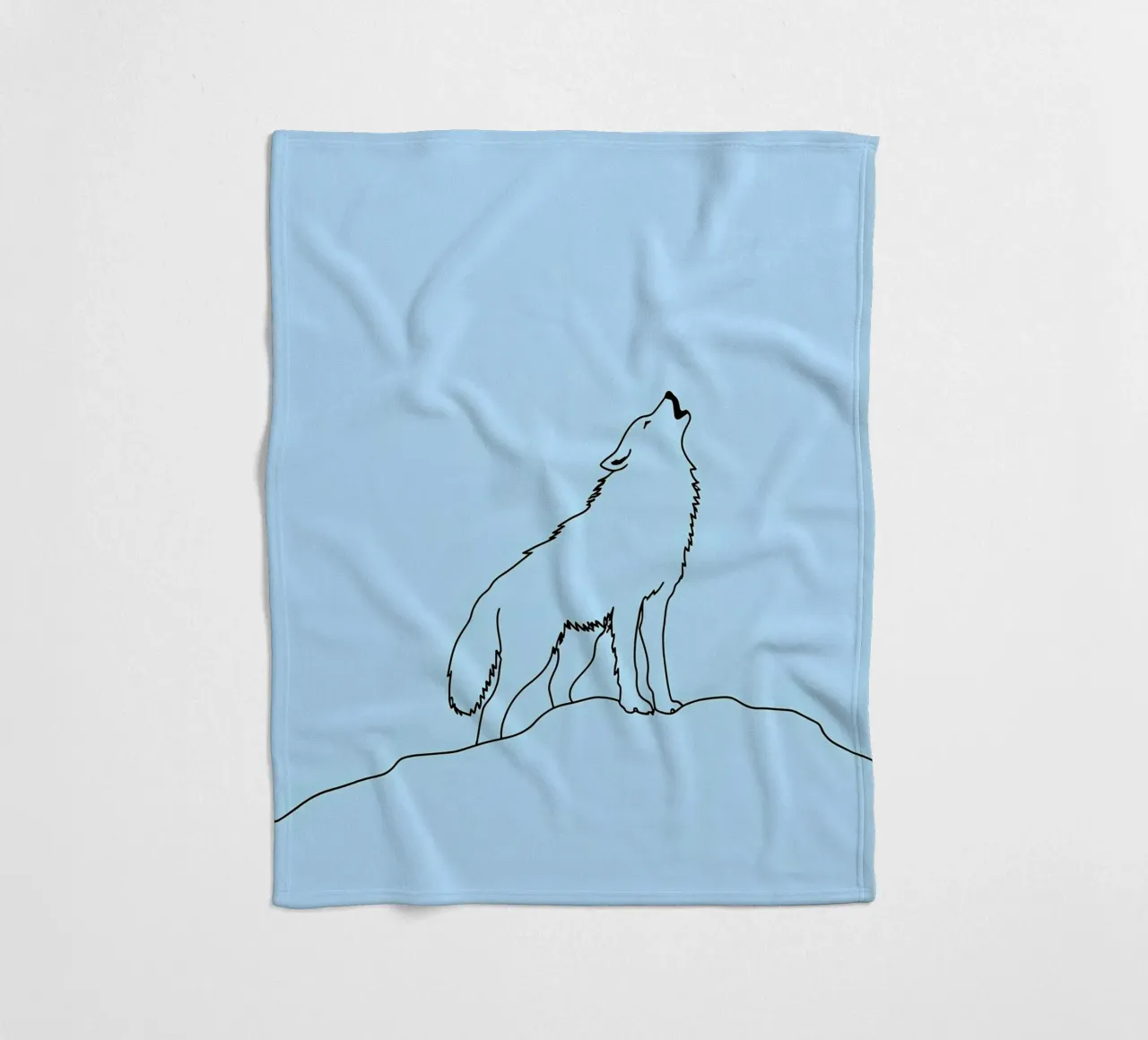 Loup hurlant Dessin au trait minimaliste plaid polaire de Viv Line Art