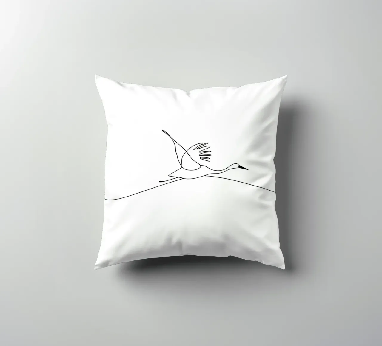 Airone che vola Disegno d'arte lineare minimalista cuscino da Viv Line Art