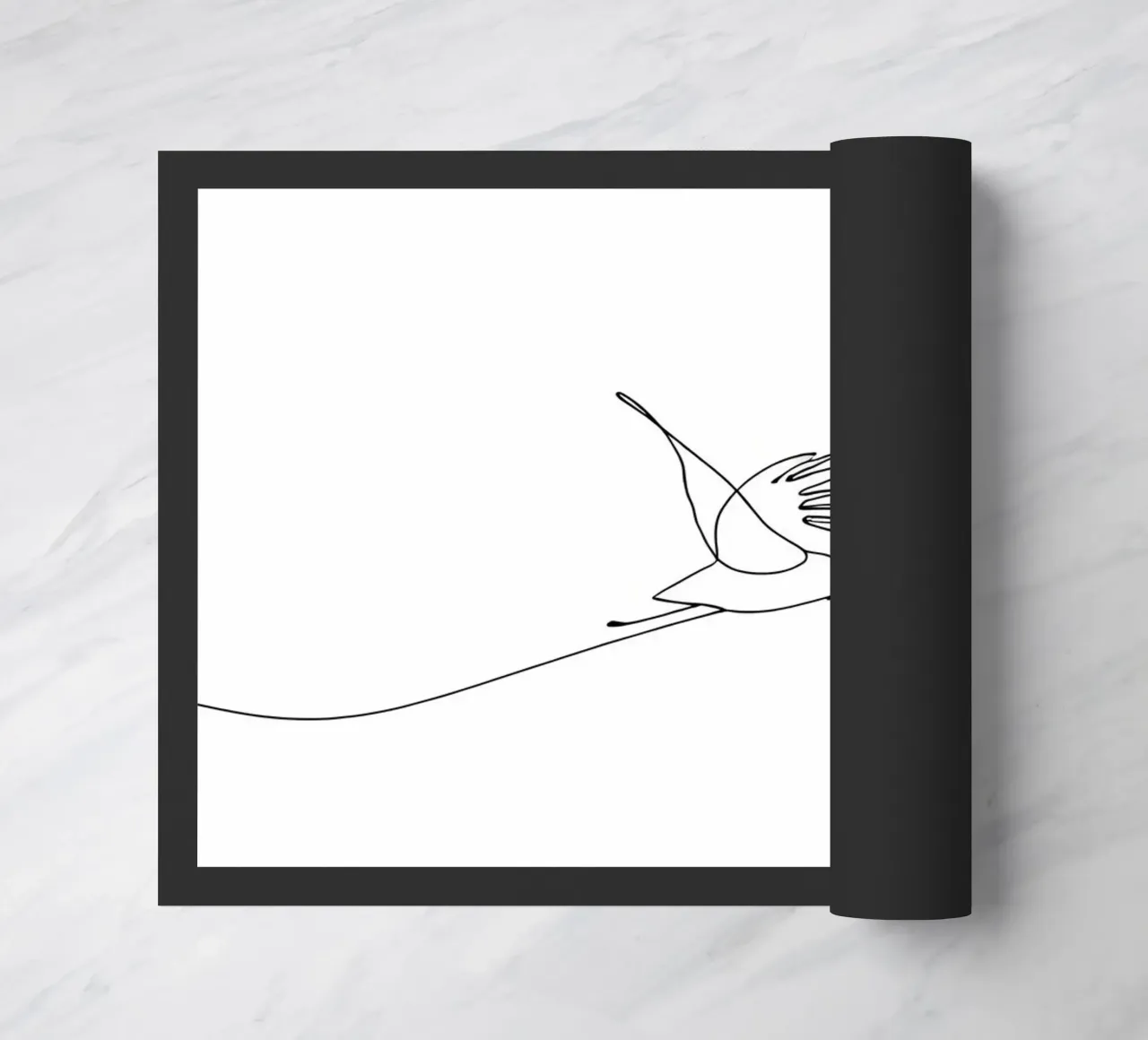 Vliegende reiger Minimalistische lijntekening deurmat van Viv Line Art