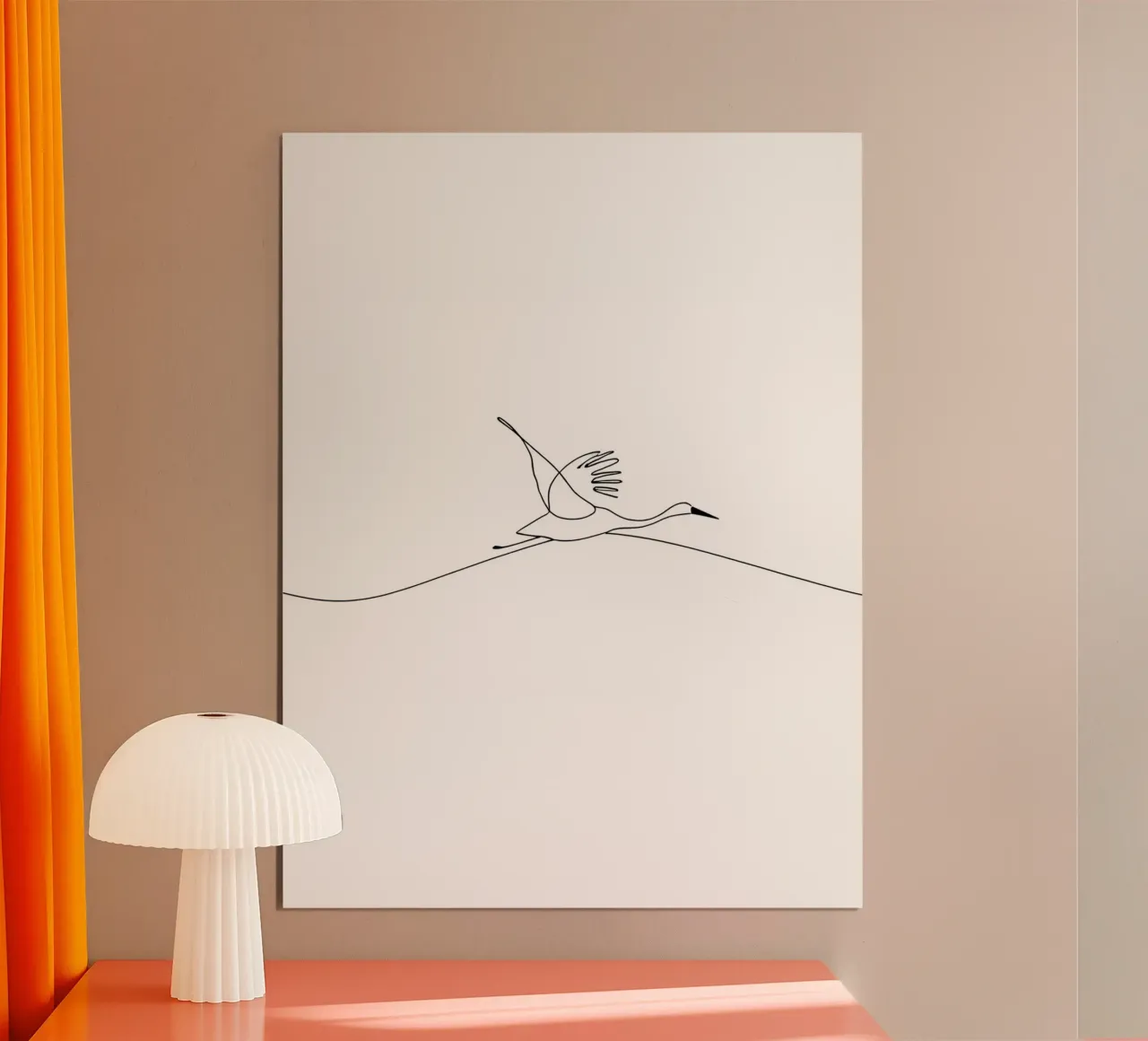 Héron volant Dessin au trait minimaliste hahnemühle de Viv Line Art