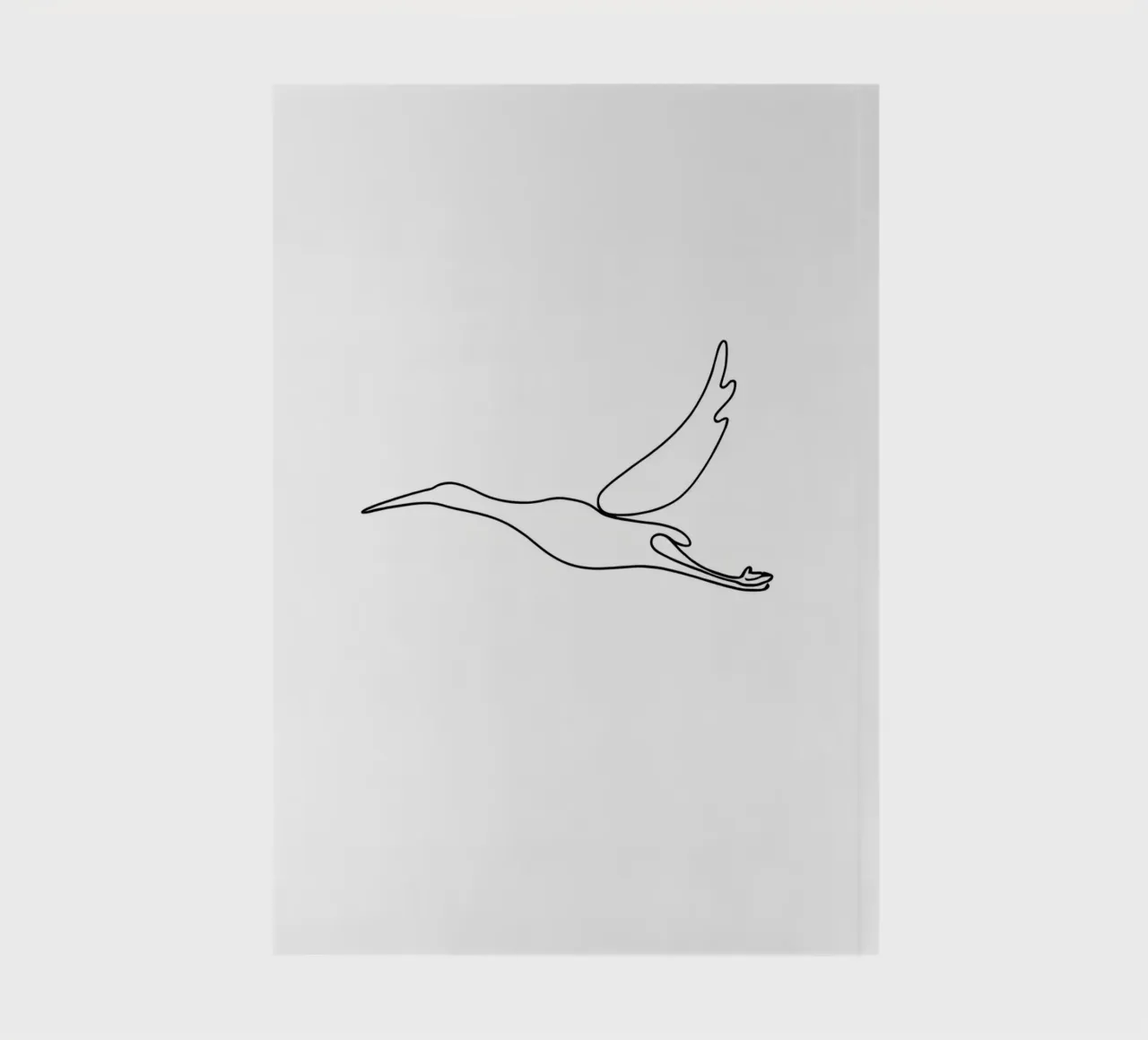 Crane Bird Flying Minimalist Line Art Drawing notebook by Viv Line Art