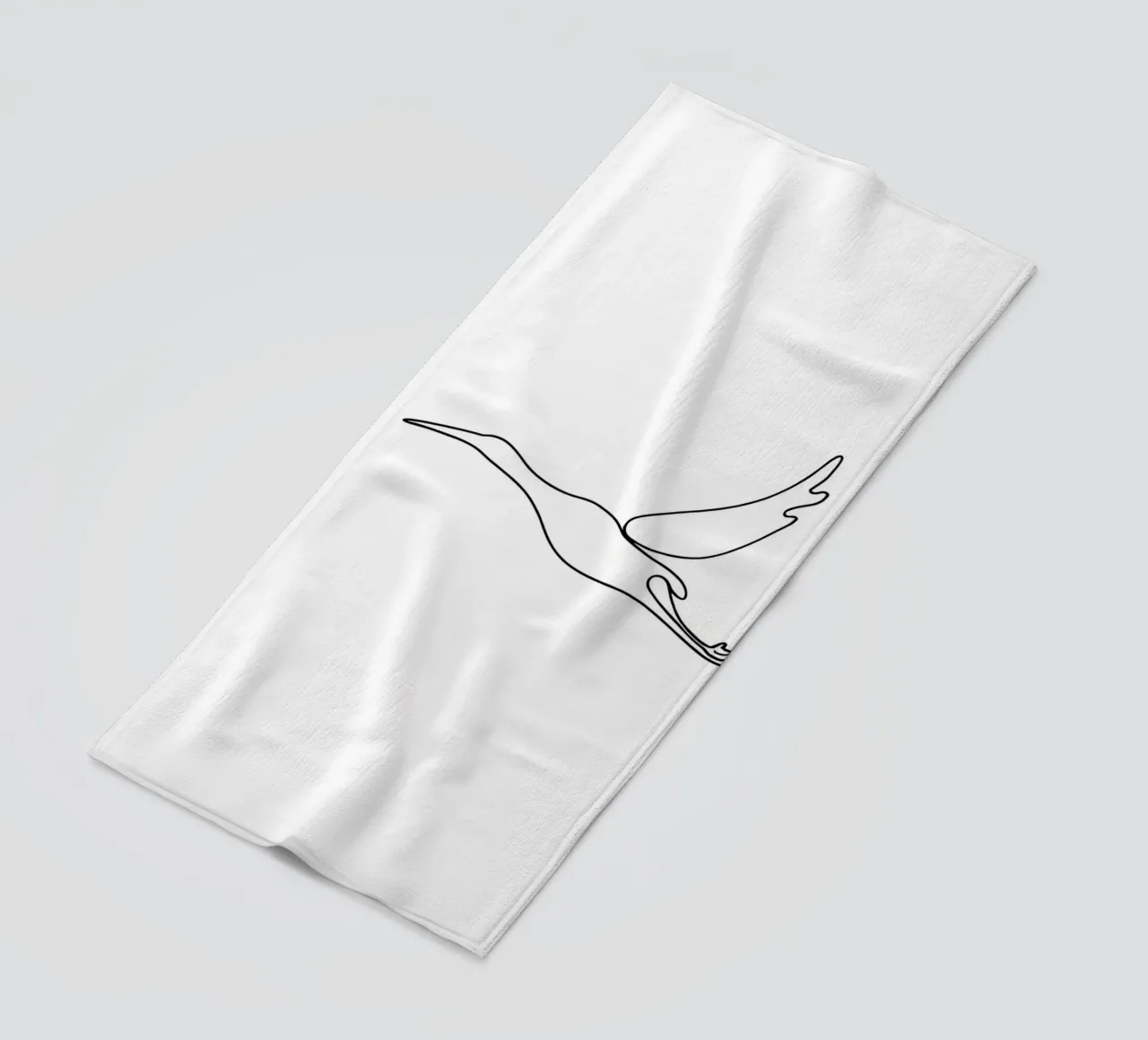 Grue oiseau volant Dessin au trait minimaliste serviette de plage de Viv Line Art
