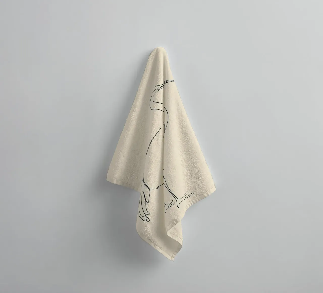 Heron Bird Minimalist Line Art Drawing towel by Viv Line Art