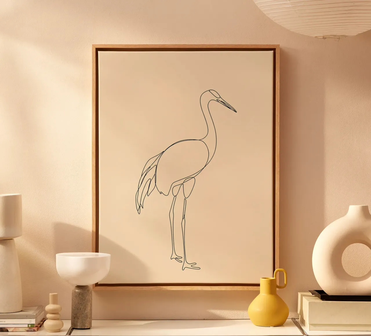 Heron Bird Minimalist Line Art Drawing canvas by Viv Line Art