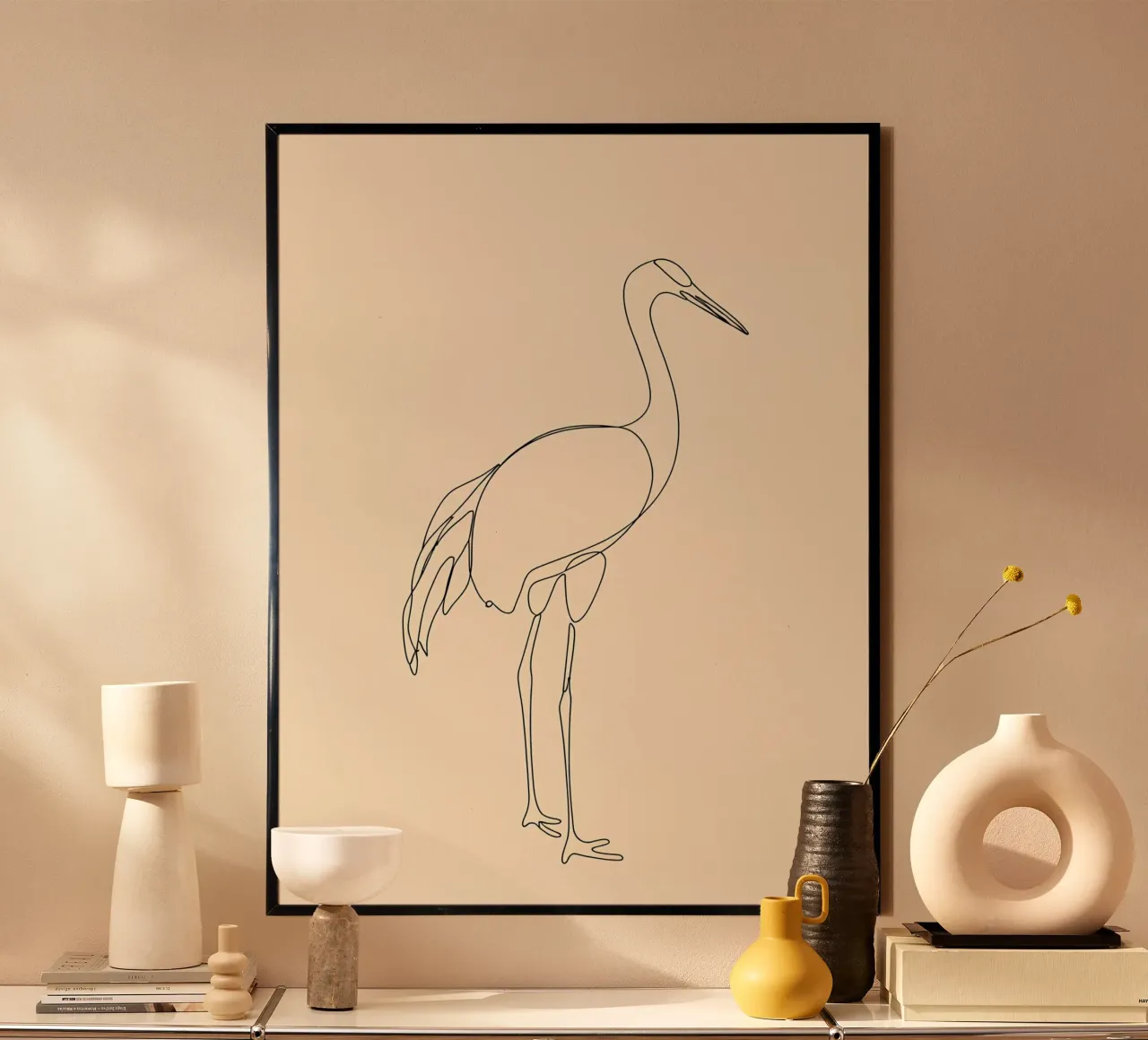 Heron Bird Minimalist Line Art Zeichnung Poster von Viv Line Art