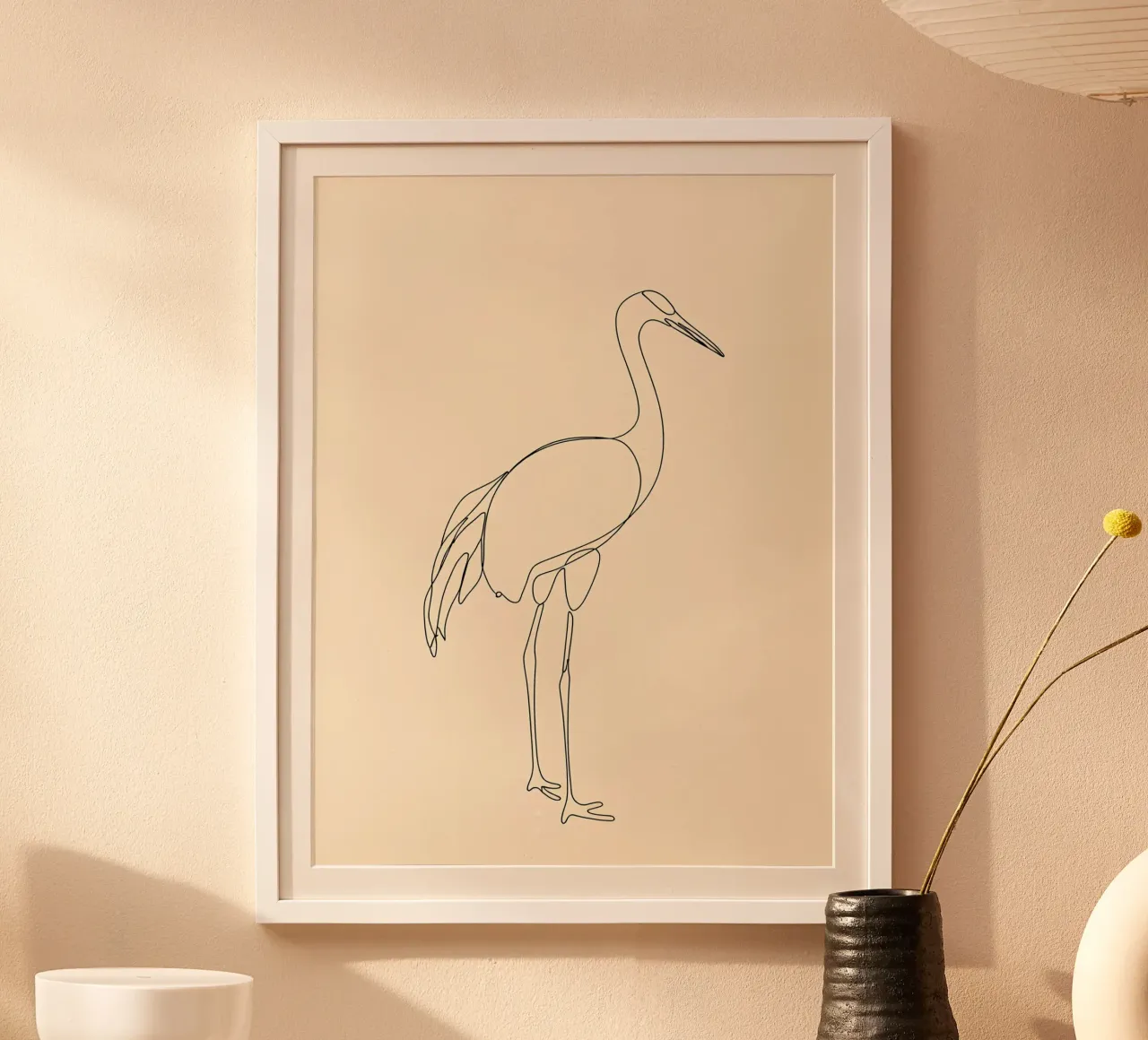Heron Bird Minimalist Line Art Zeichnung Poster von Viv Line Art
