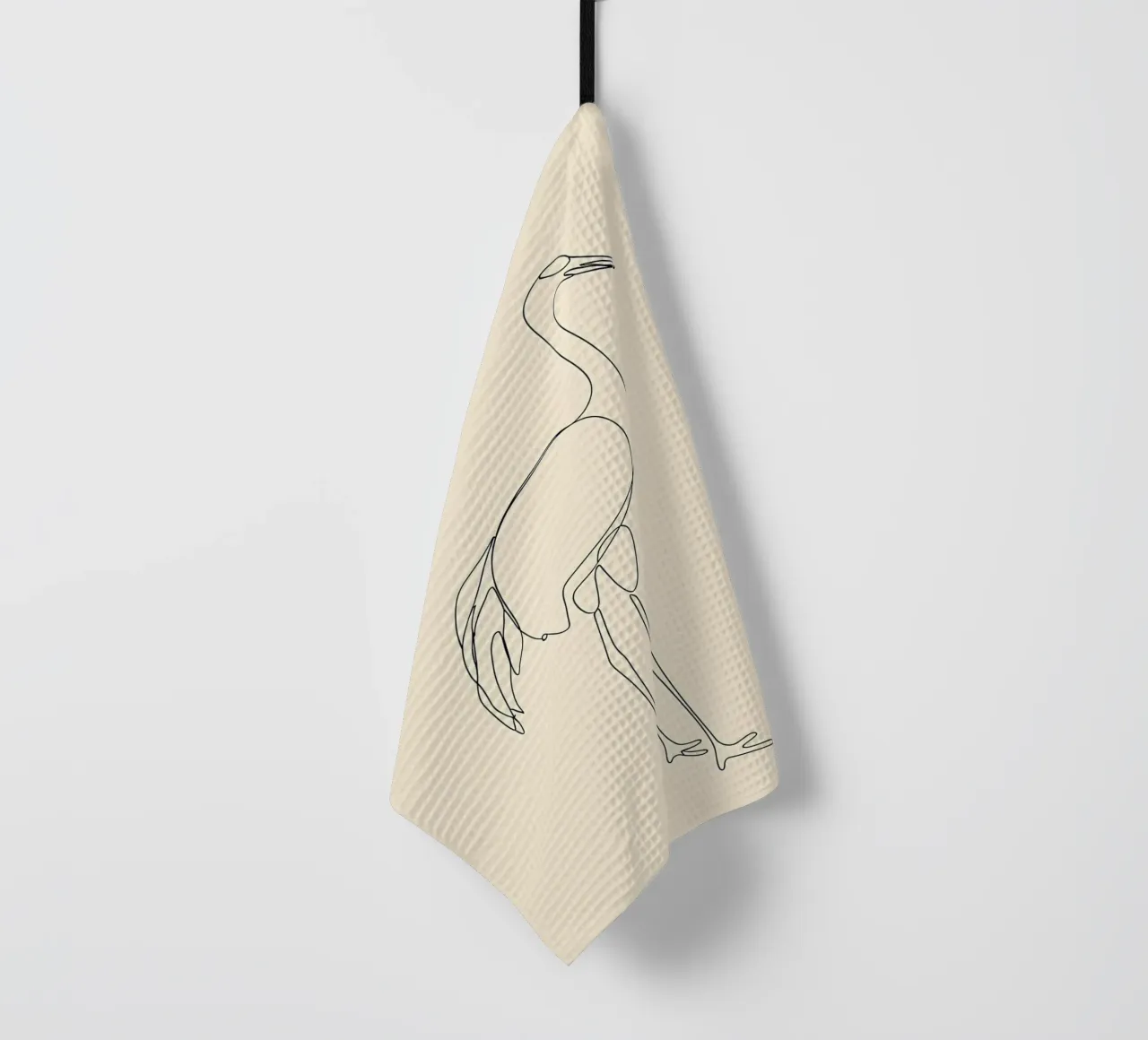 Oiseau Héron Dessin au trait minimaliste torchon de Viv Line Art