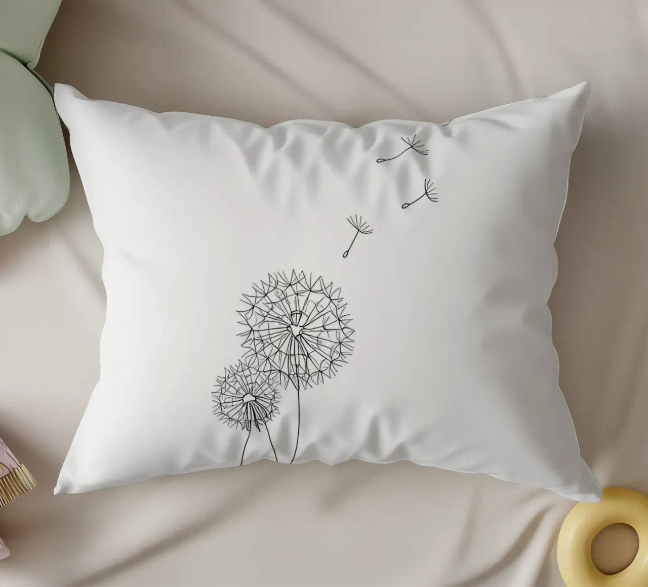 Dandelion Minimalist Line Art decorative cushion by Viv Line Art