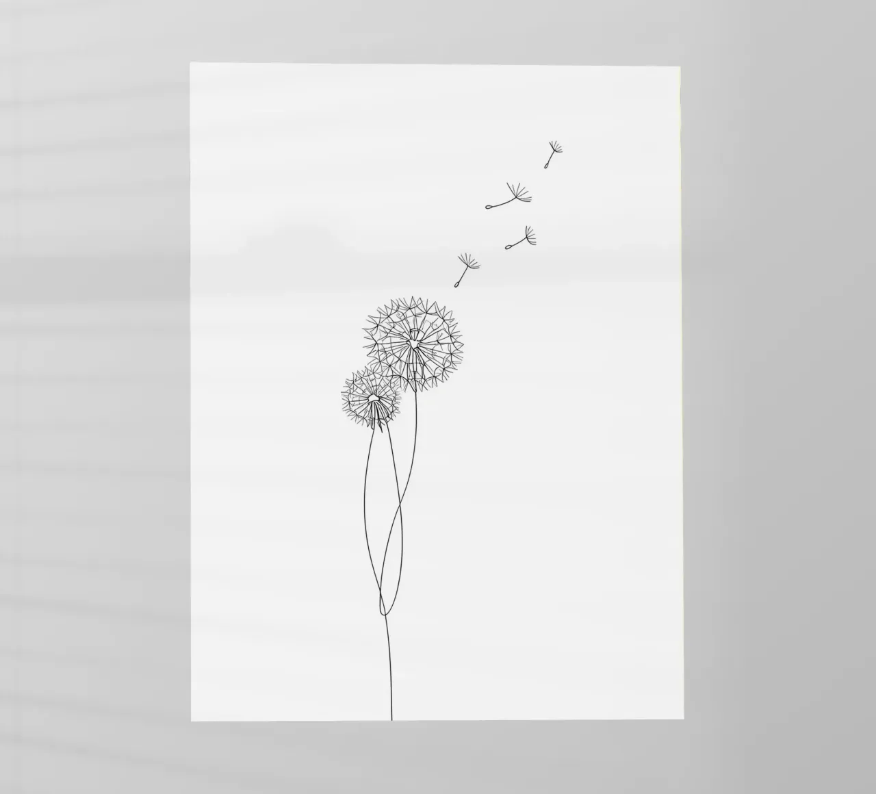 Diente de león Minimalist Line Art lámina retroiluminada de Viv Line Art